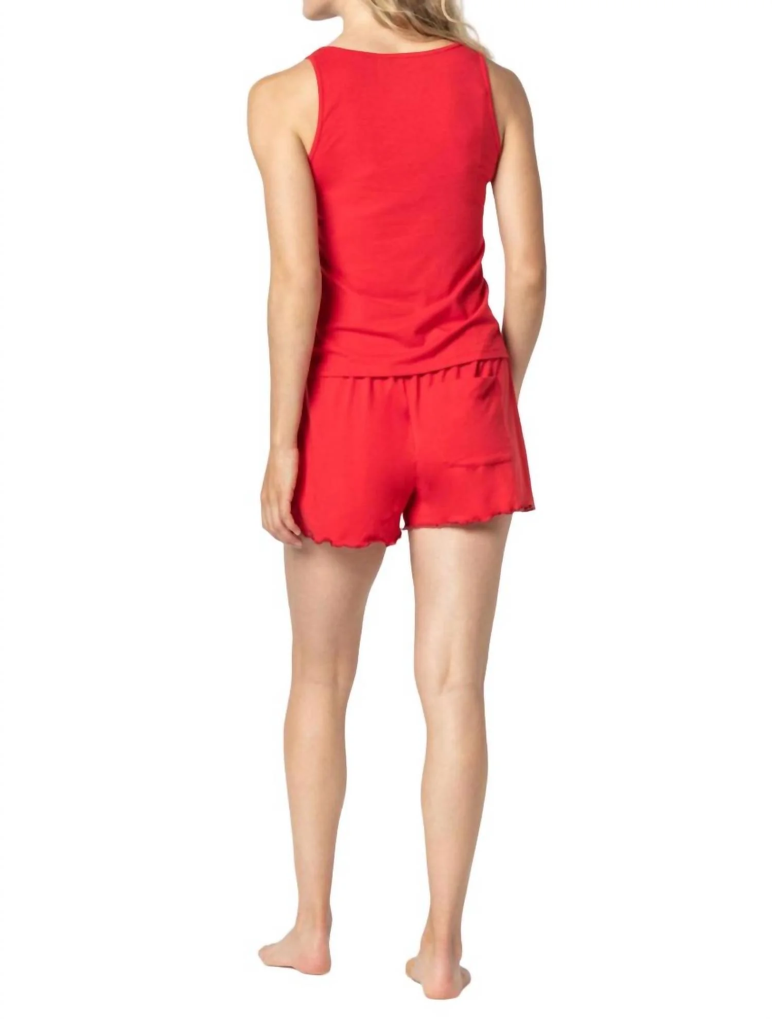 Tank Top And Short Set In Cherry