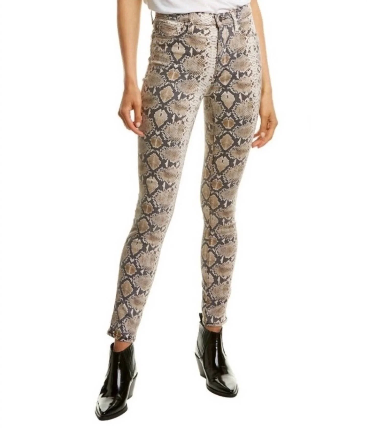 Barbara Mid Rise Super Skinny Jeans In Snake Print