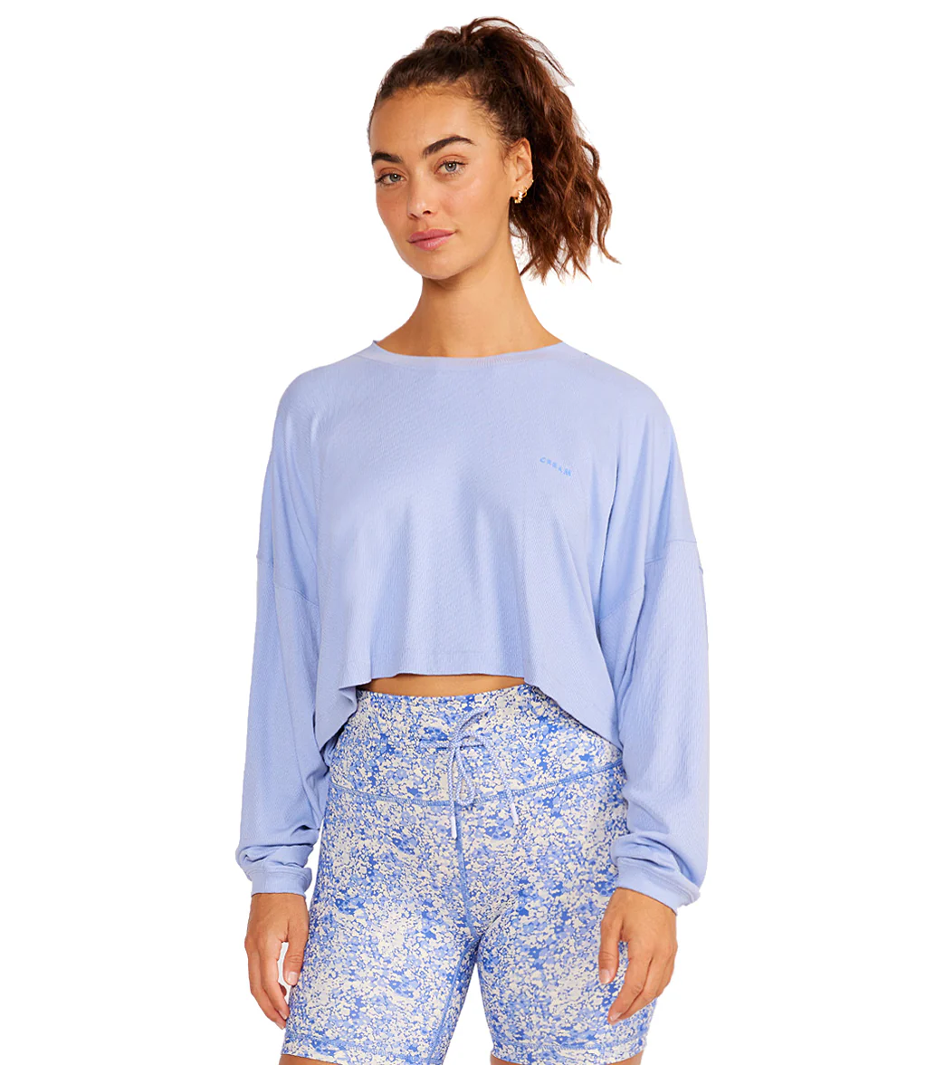 Cream Yoga Alexa Oversized LS Crop Top