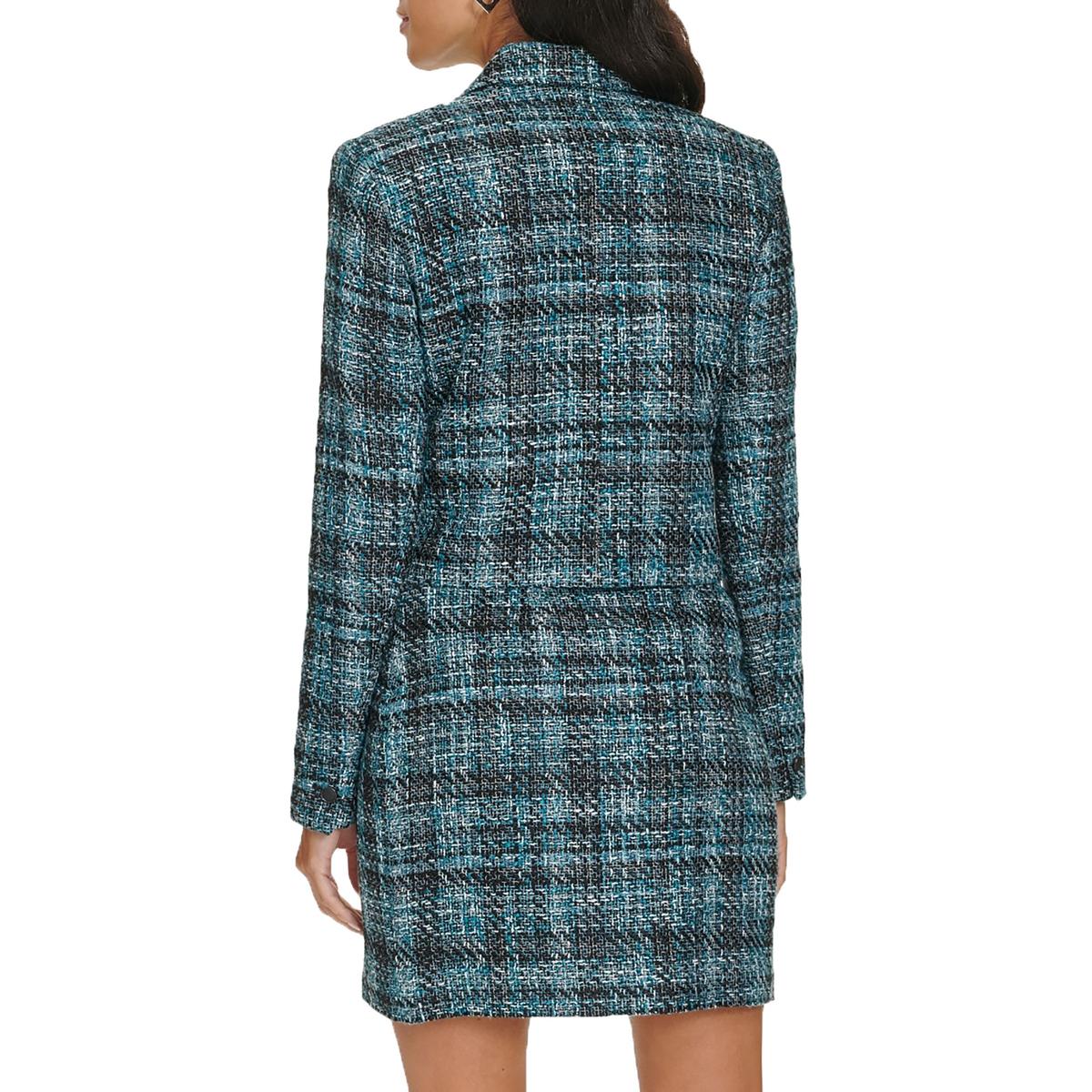 Womens Crop Tweed Two-Button Suit