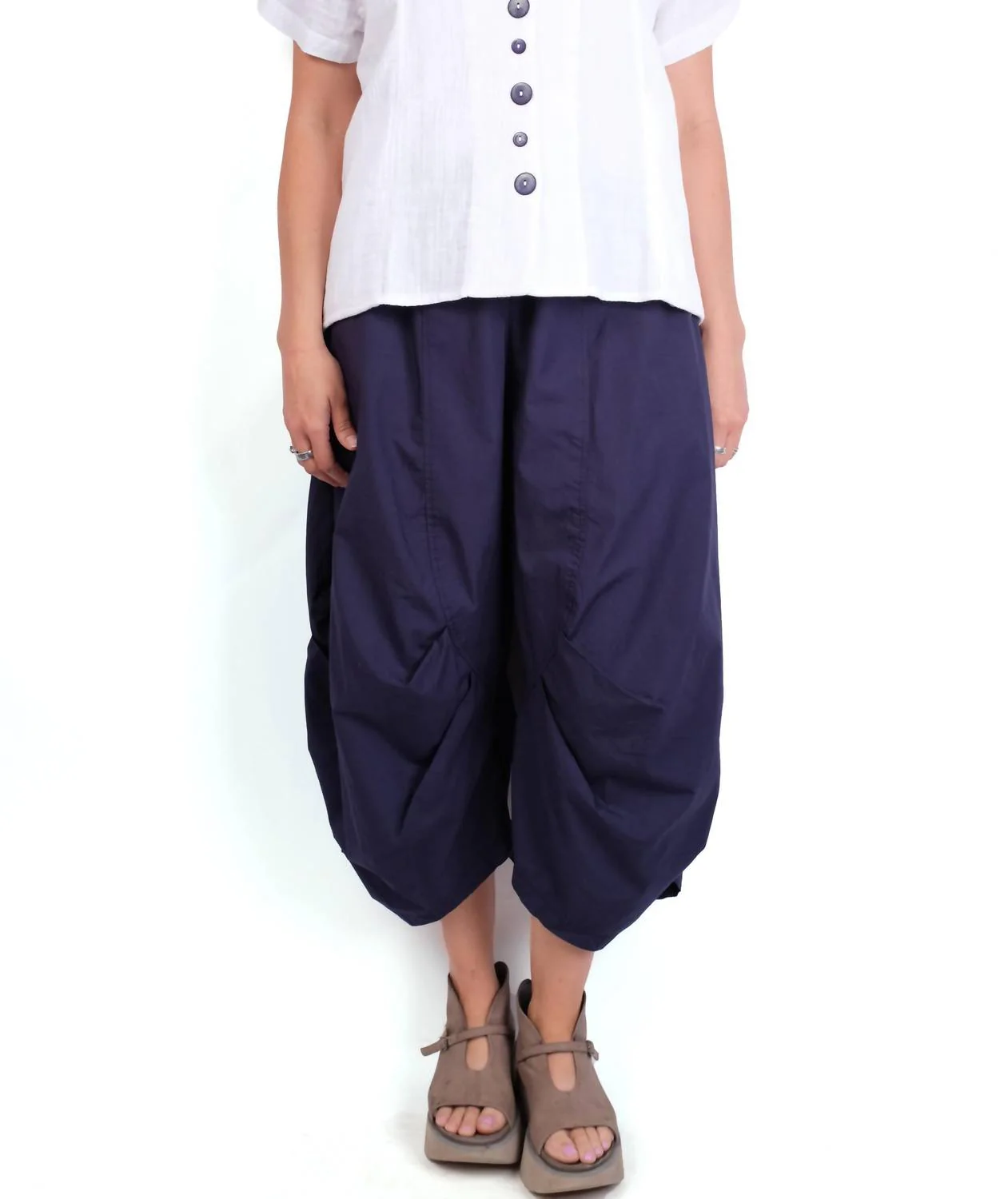 Baggy Cotton Pants In Navy