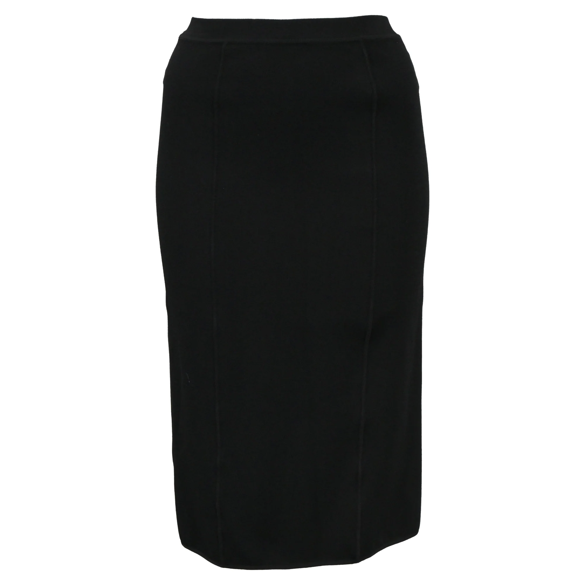 Giorgio Armani Midi High-Waisted Pencil Skirt in Black Wool
