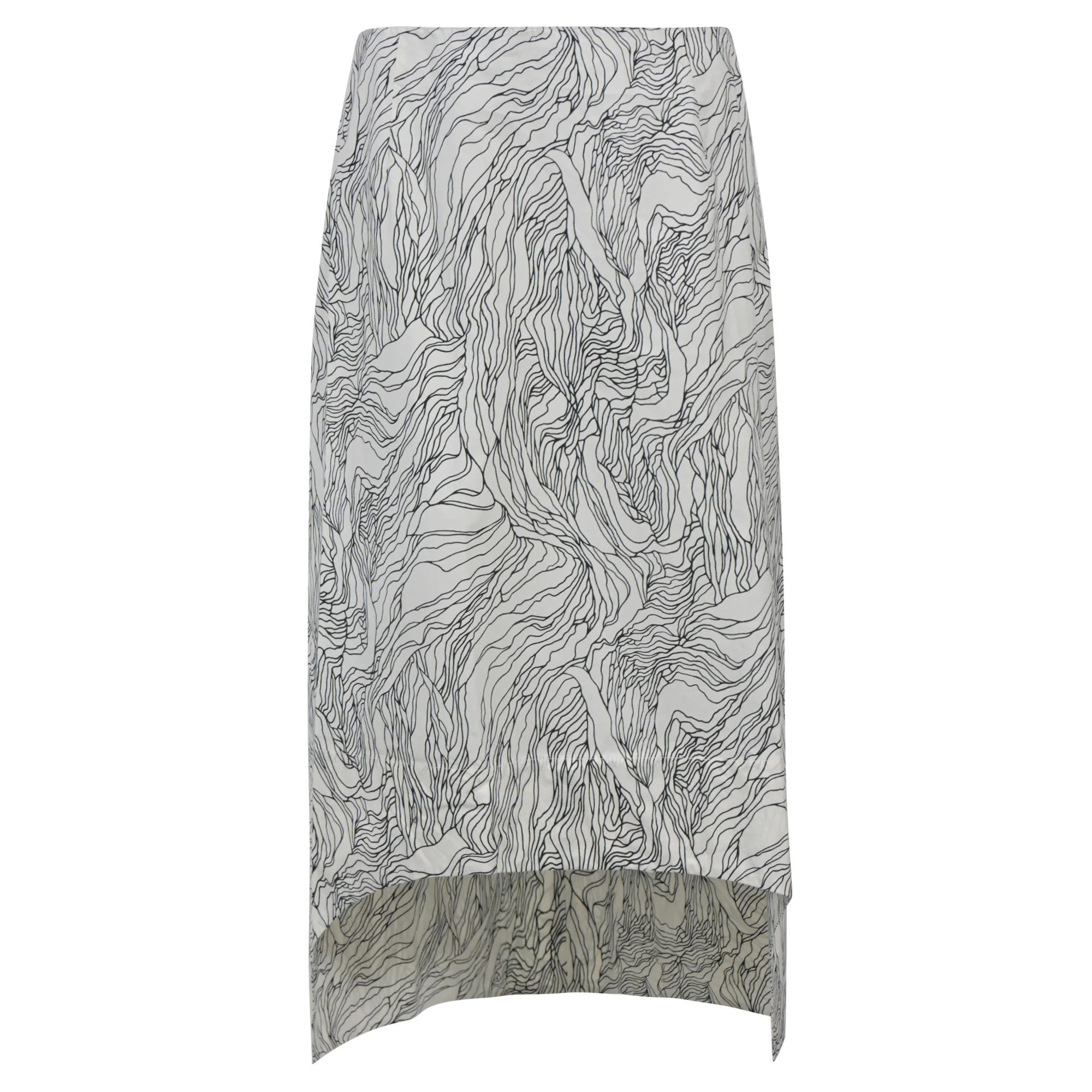 Marni Printed Asymmetric Skirt in Black and White Viscose
