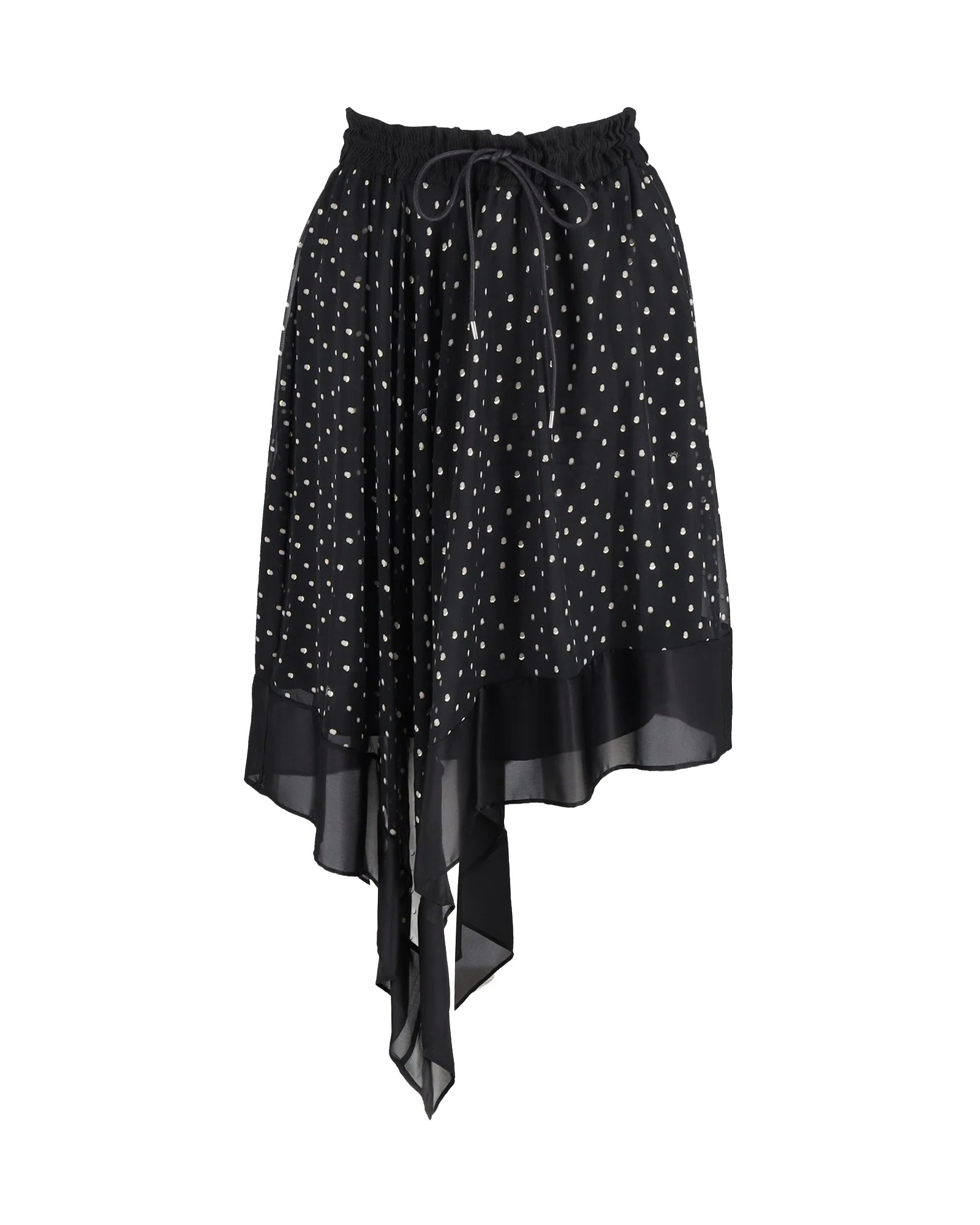 Sacai Polka-Dot print Asymmetric Skirt in Black Polyester