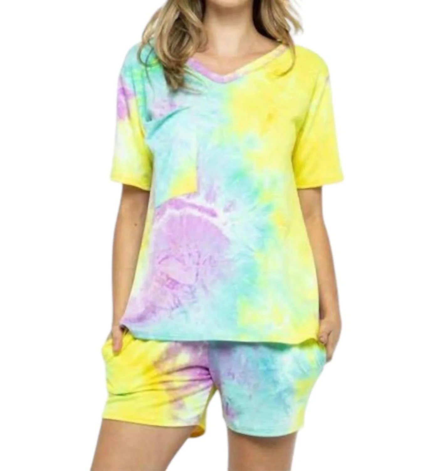 Ellie Tie Dye Short Set In Multi Color