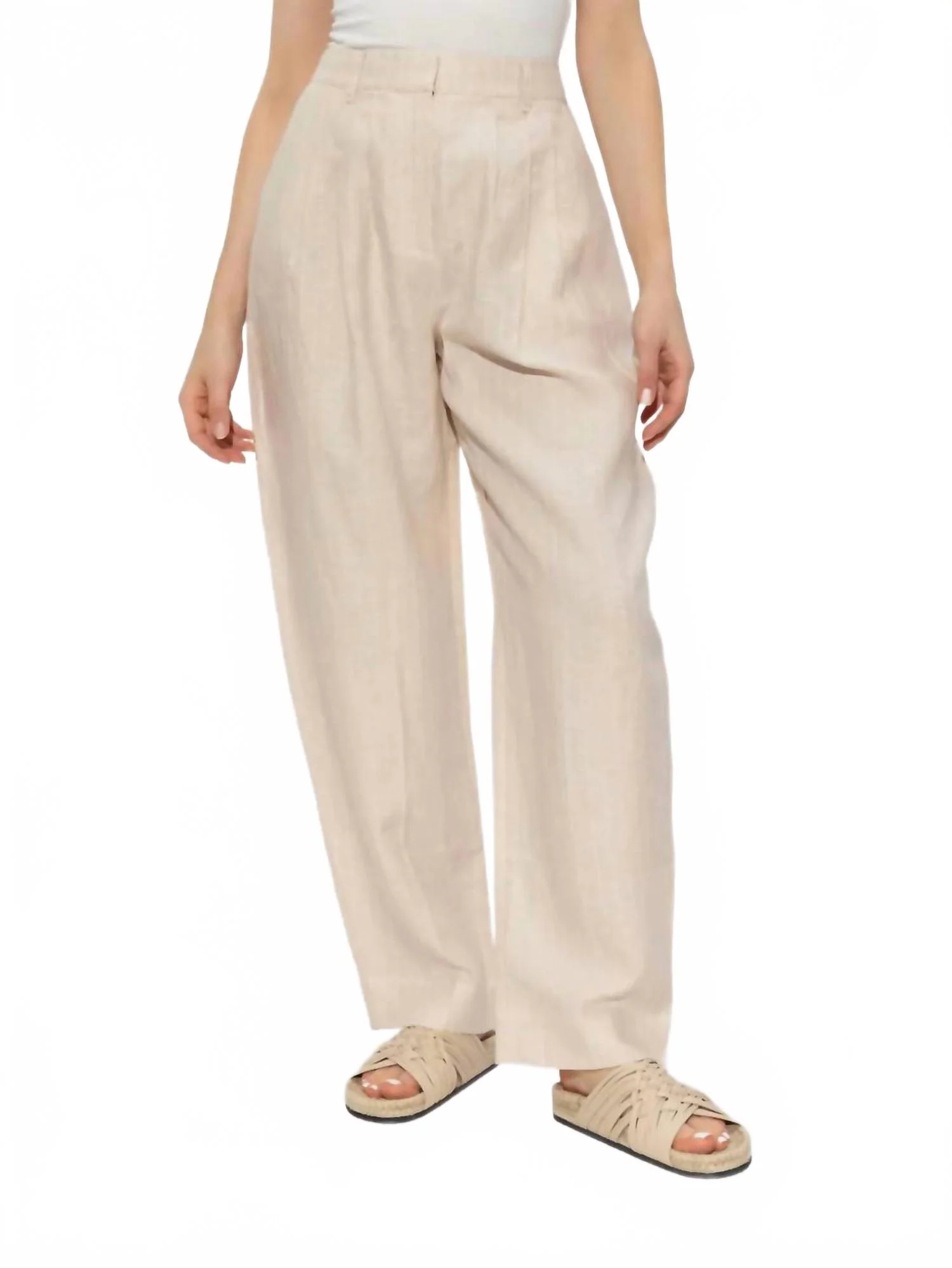 Lucille Trousers Pants In Beige Pinstripe