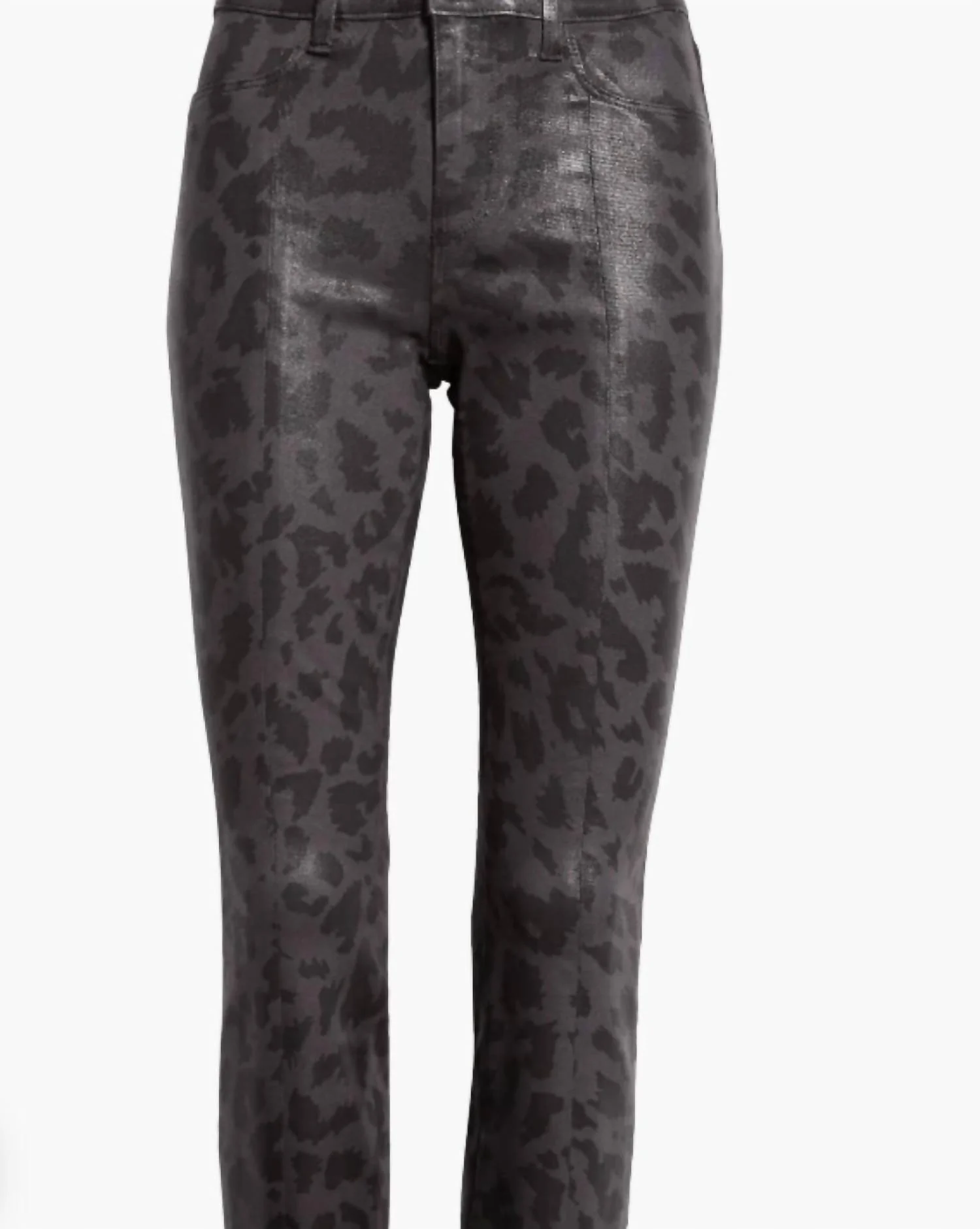 Jyothi Coated Denim In Black Tone Leopard Coated