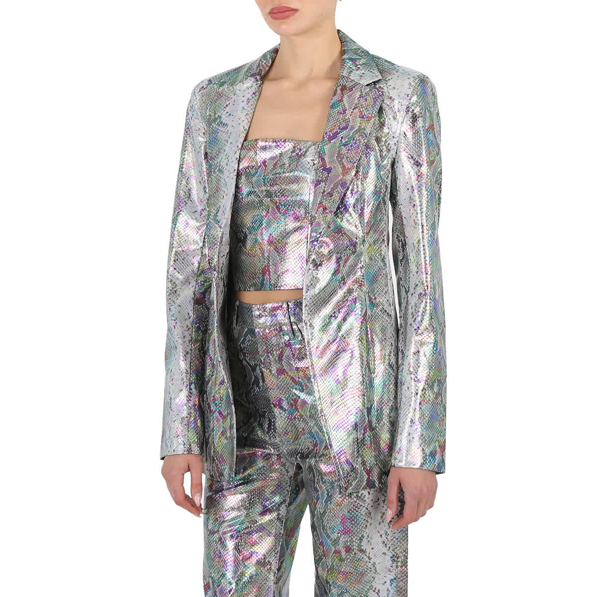 Rotate Ladies Spiced Plum Comb Snake Print Blazer