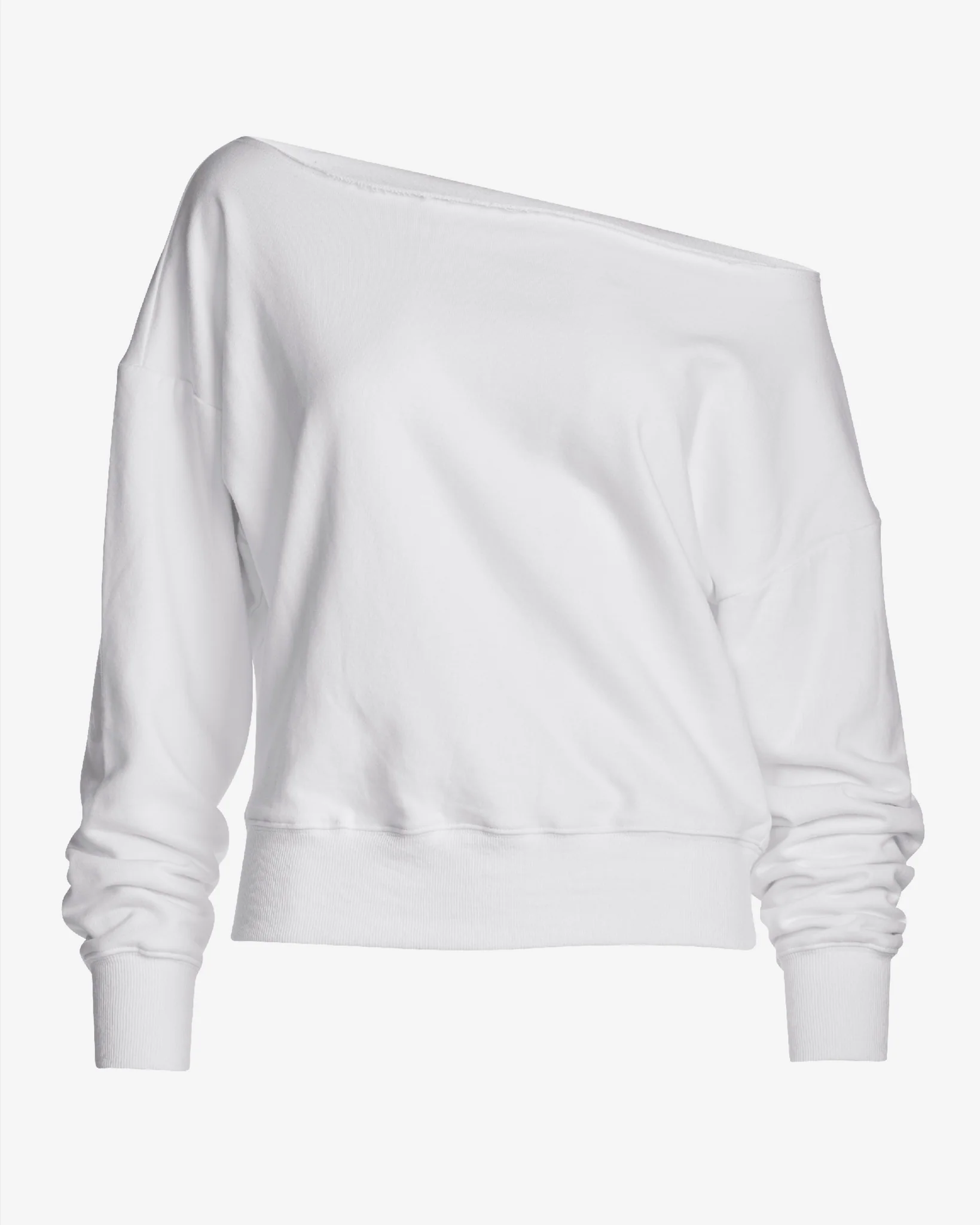 Cotton Comfort Raw Edge Slouchy Sweatshirt White