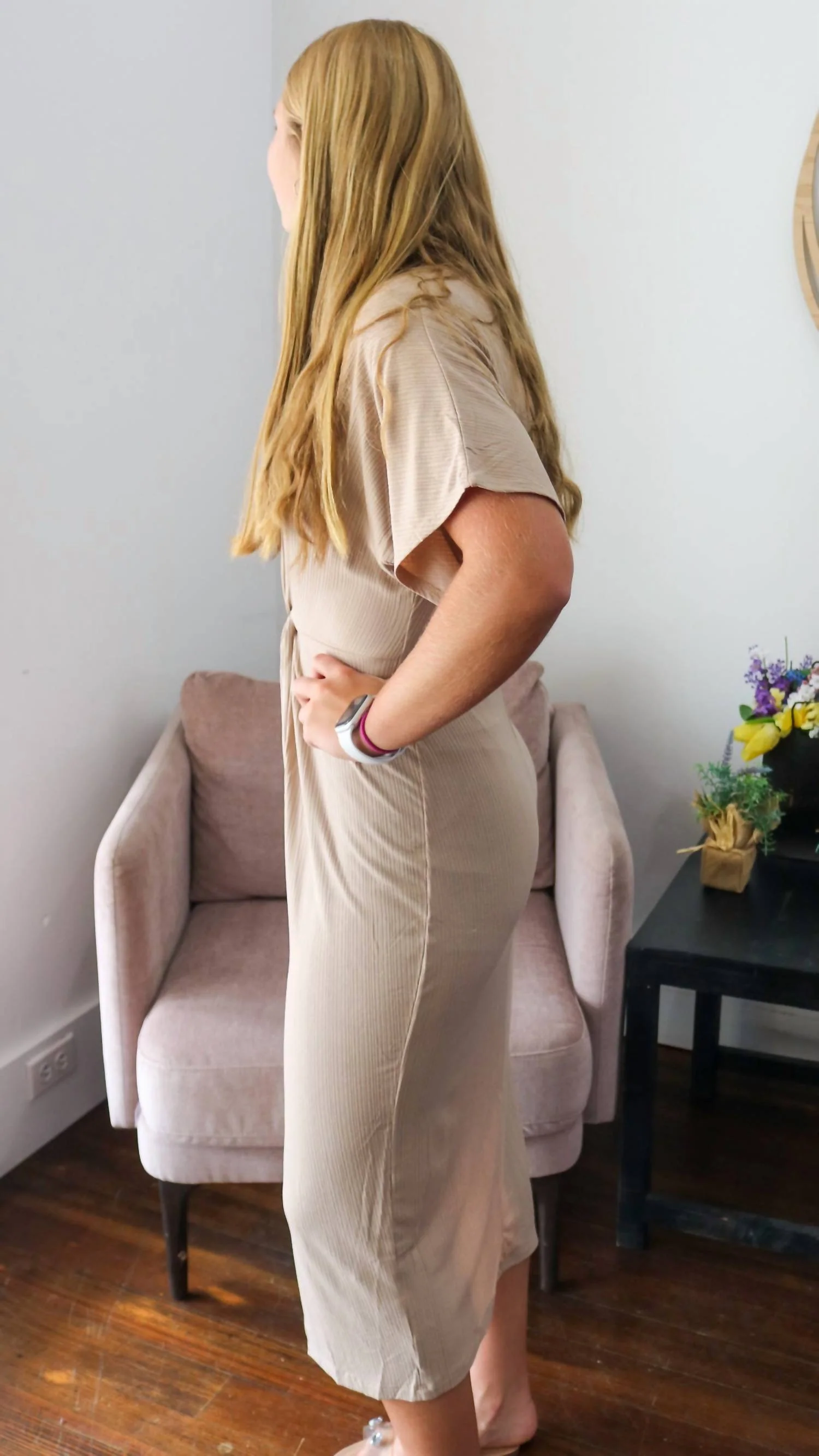 Angelina Twisted Dress In Taupe