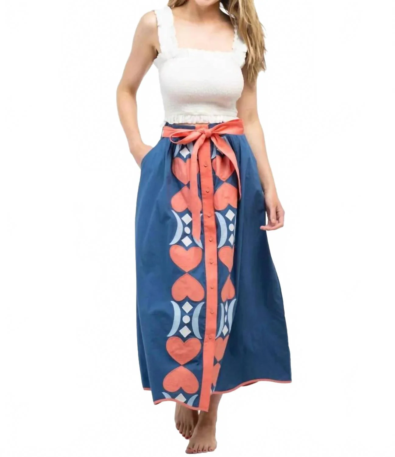 Hearts Prairie Skirt In Navy