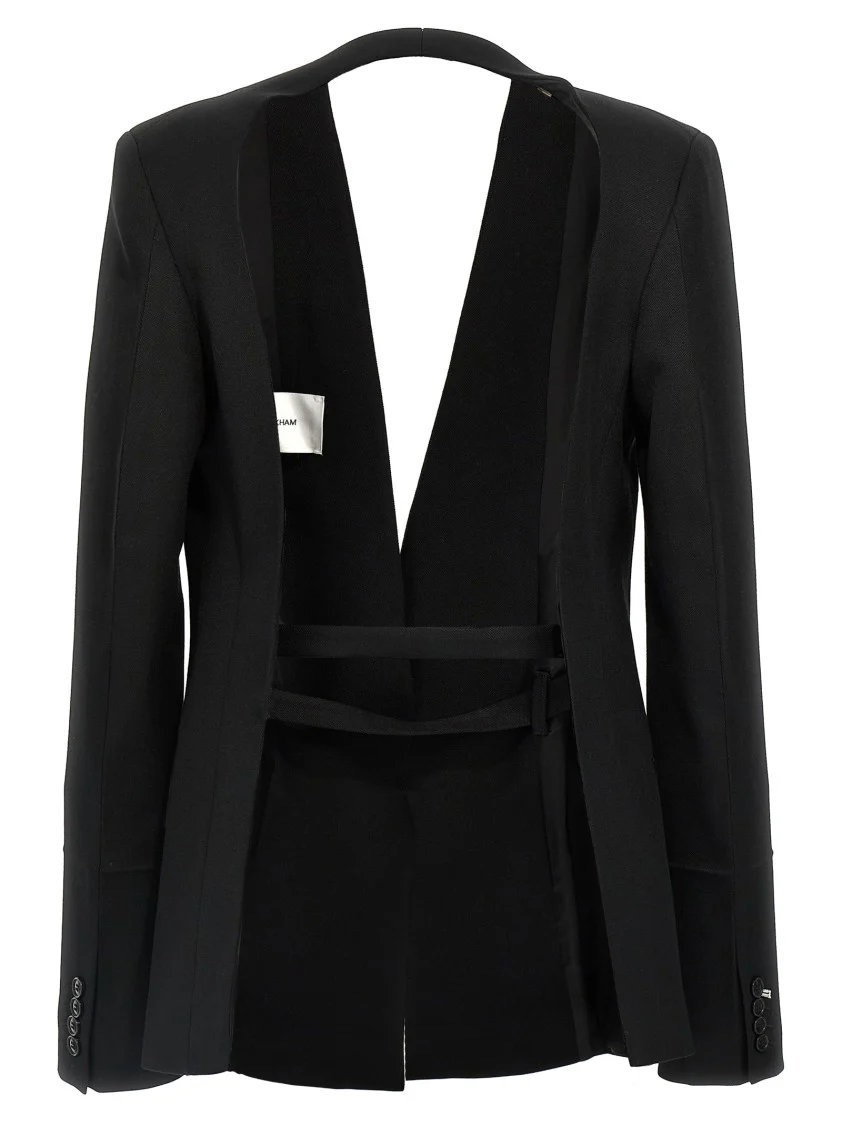 Shrunken Collarless Open-Back' Blazer