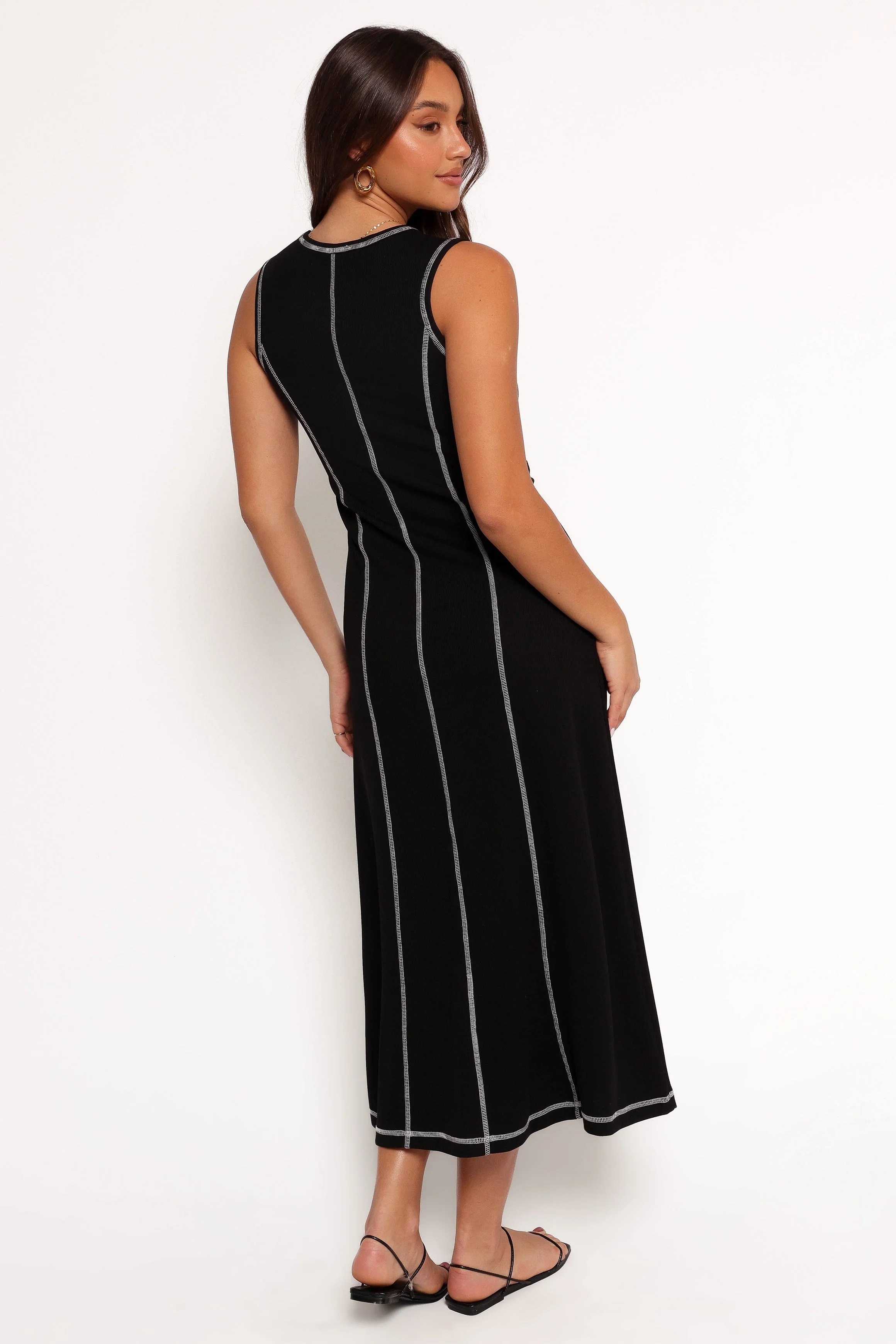Kyrie Midi Dress - Black White