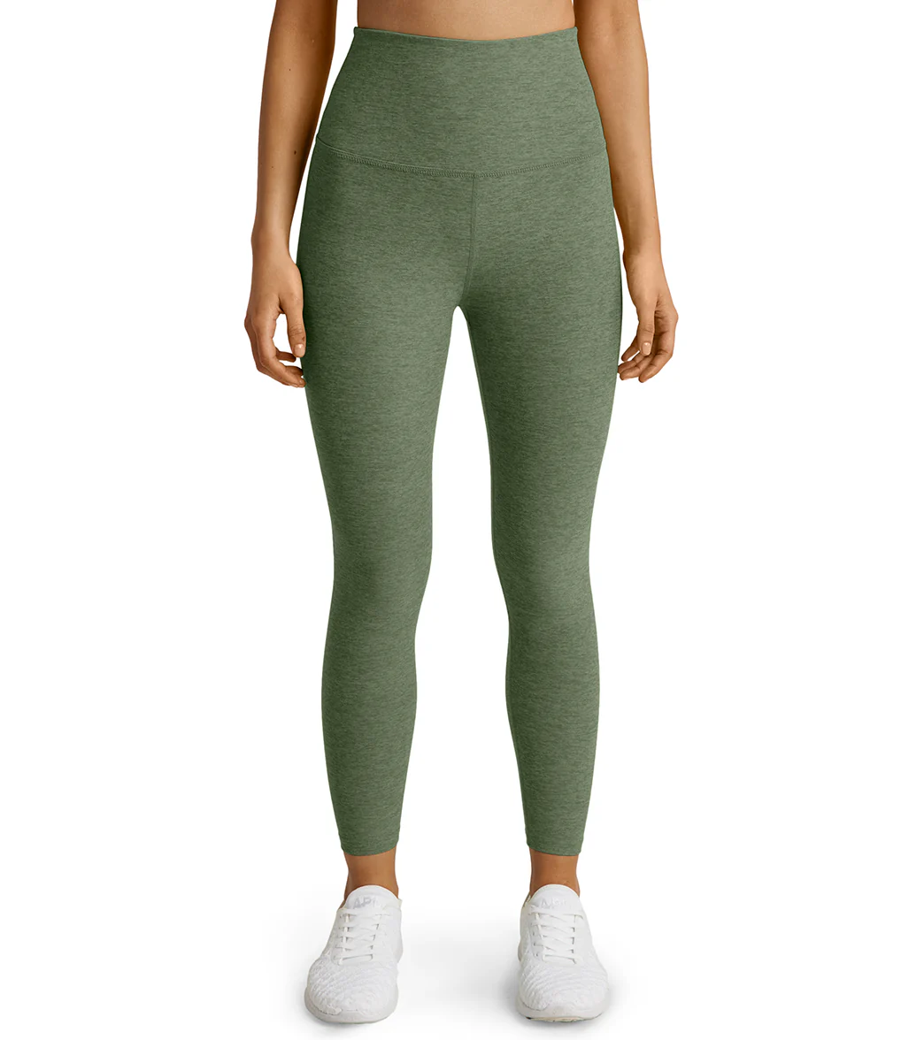 Beyond Yoga Spacedye High Waisted Caught In The Midi 7/8 Yoga Leggings Moss Green Heather