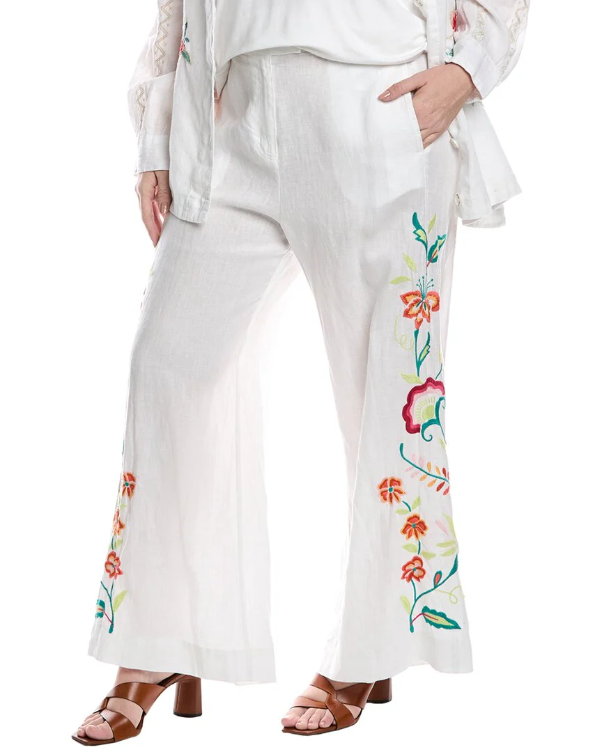 Johnny Was Plus Averi Linen Wide Leg Pant
