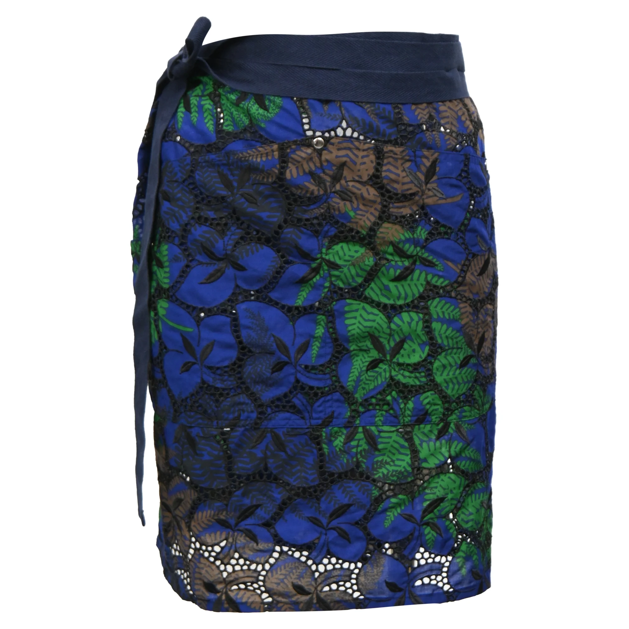 Sacai Leaf Printed Mini Wrap Skirt in Multicolor Polyester