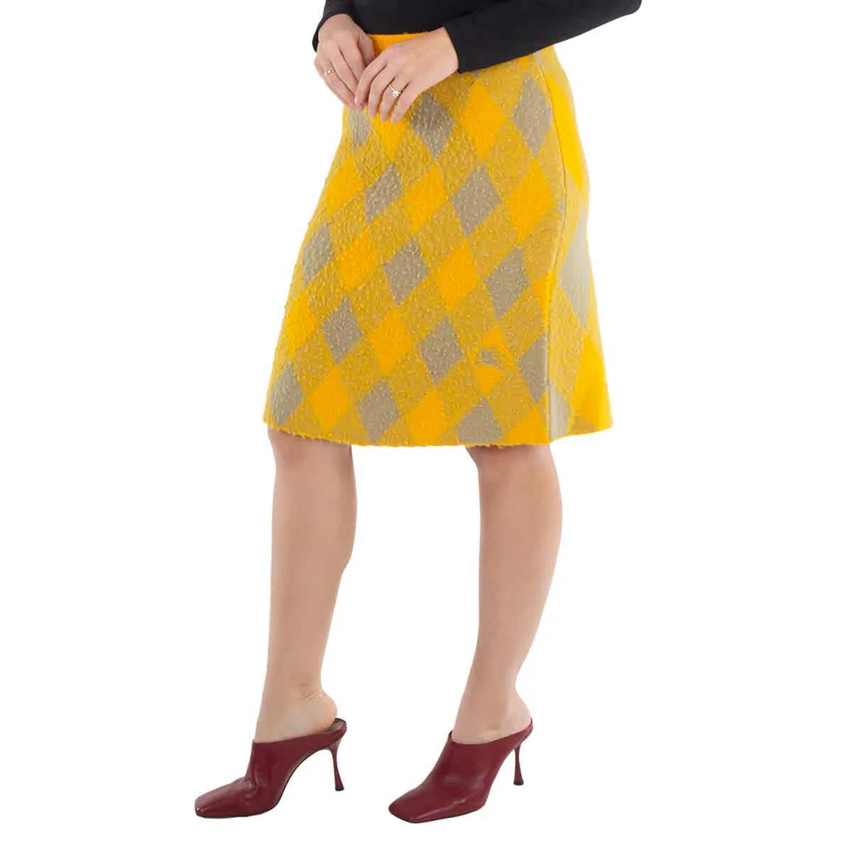 Burberry Argyle Knee Length Wool Skirt