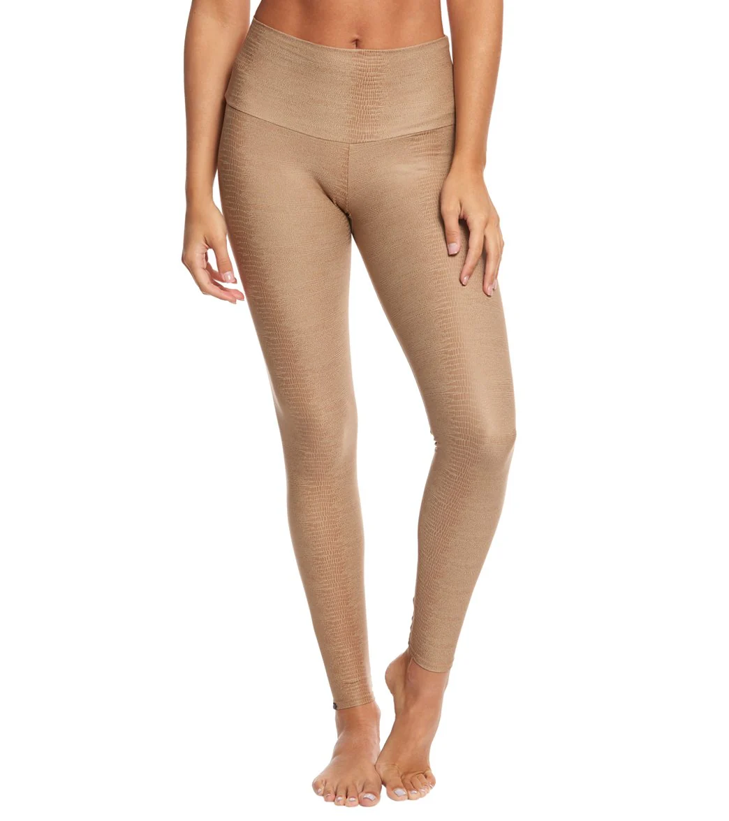 Onzie High Waisted Yoga Leggings Taupe Snake