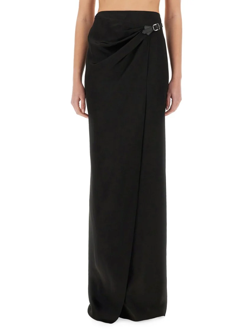 Maxi Wrap Skirt With Belt Detail