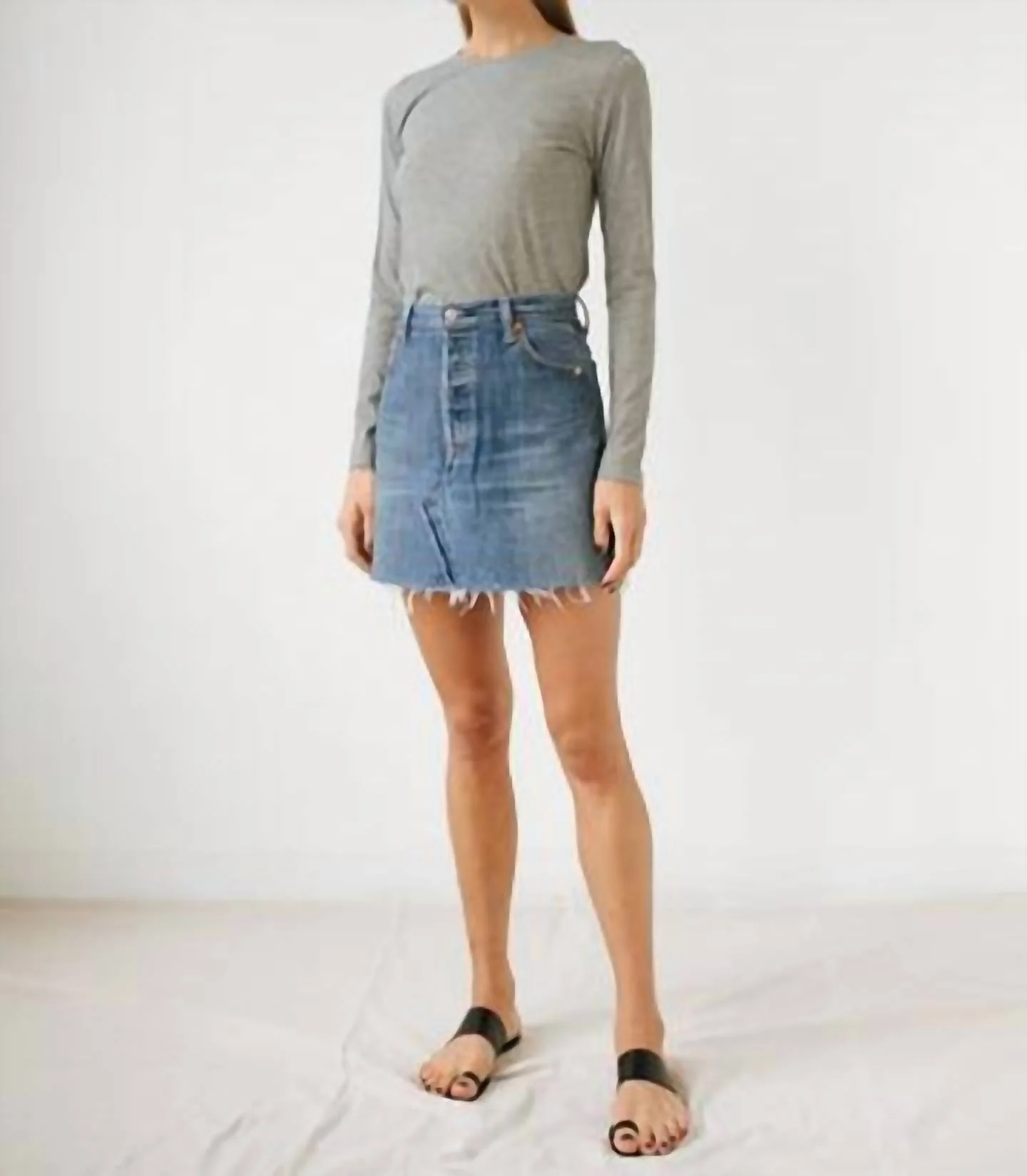 High Rise Mini Skirt In Indigo