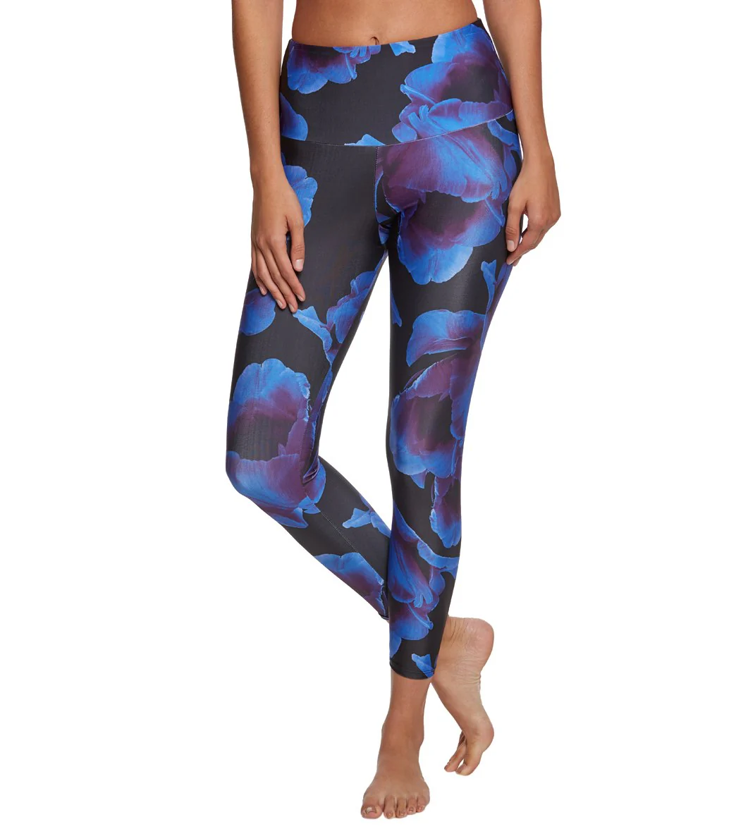 Onzie High Waisted Basic 7/8 Yoga Leggings Midnight Anemone