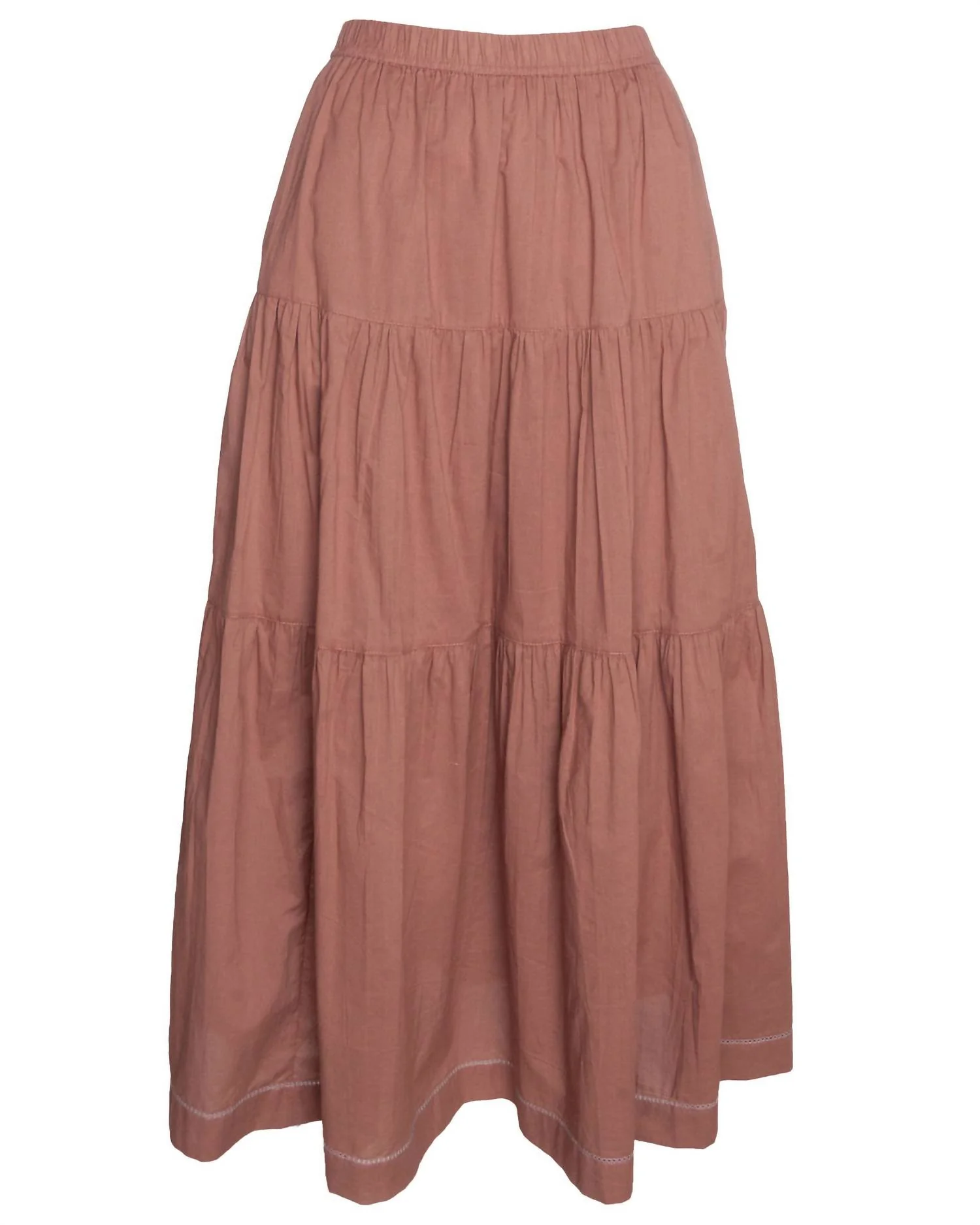 Tiered Maxi Skirt In Burnt Sienna