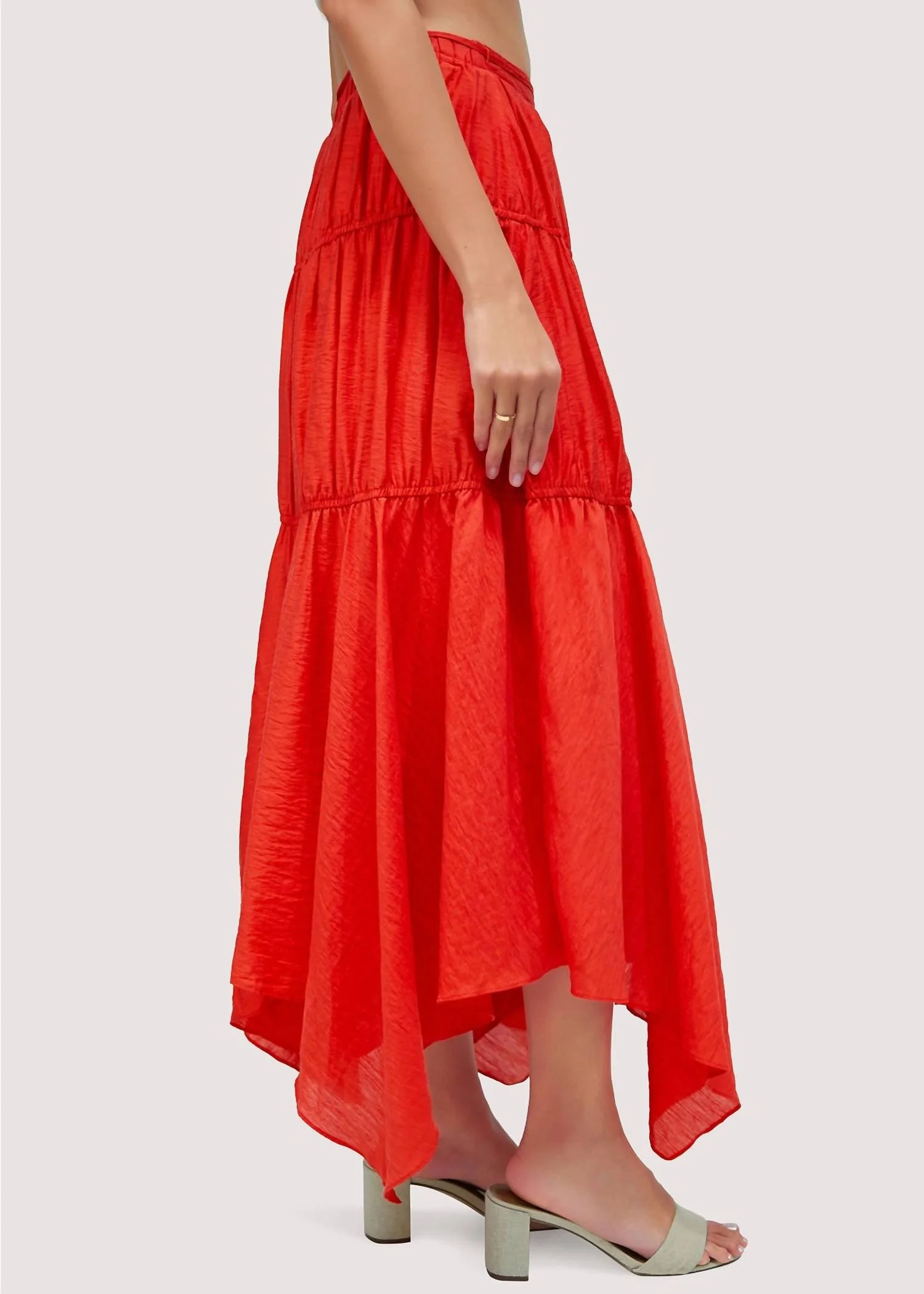 Hidden Oasis Maxi Skirt In Red