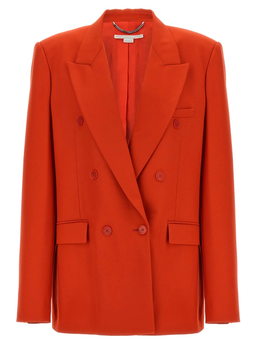 Double-Breasted Wool Flannel Blazer With Peak Lapels