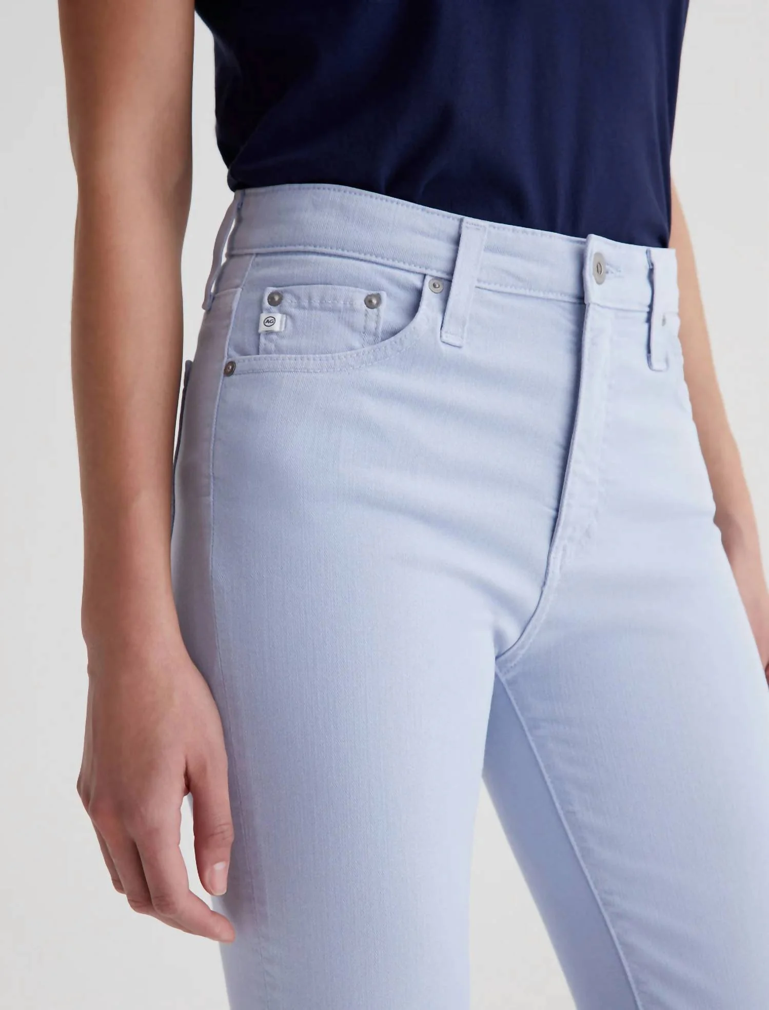 Ag Mari Crop High Rise Slim Straight Cut Jeans In Blue Whisper