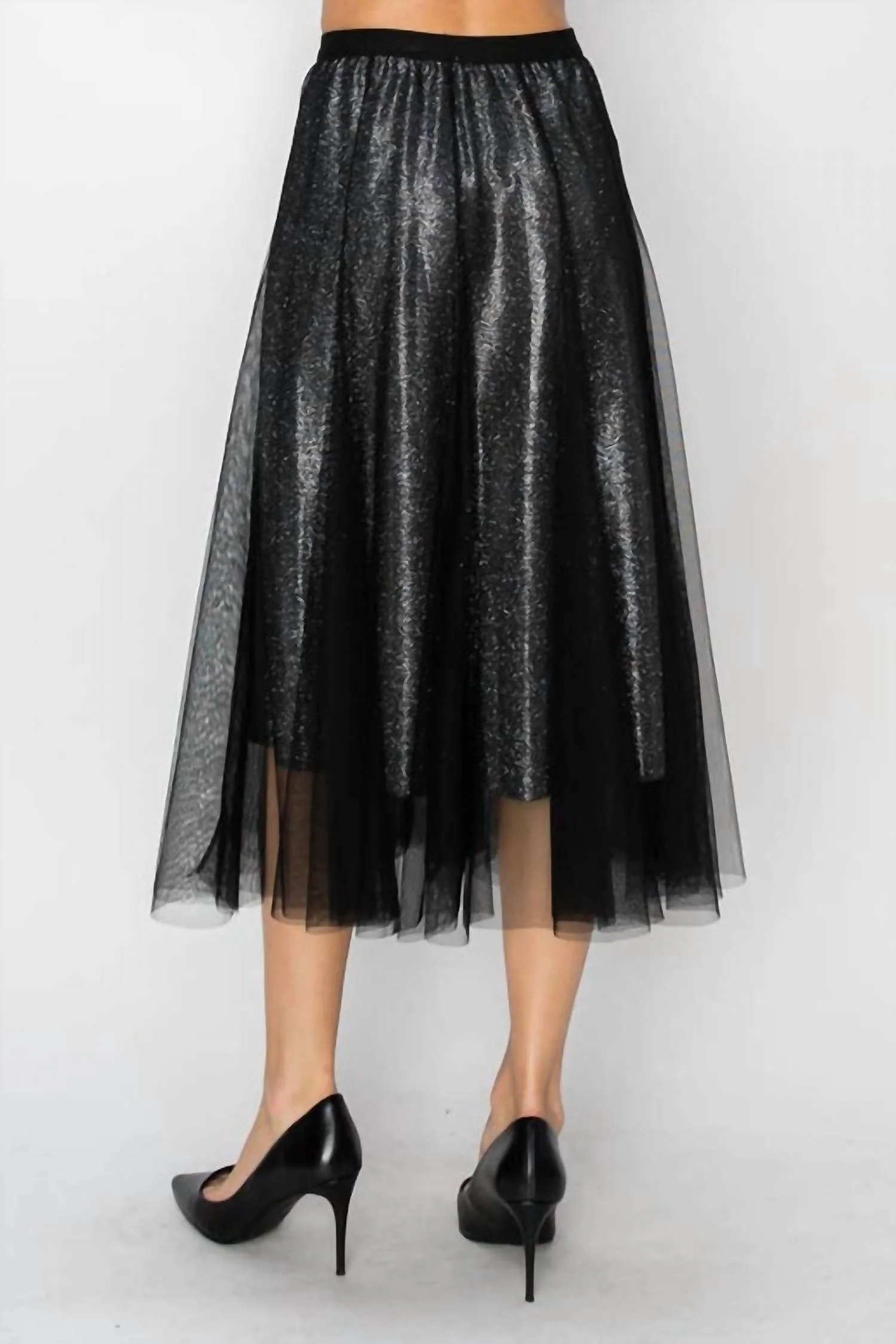 Women's Grace Shimmer Midi Skirt In Black