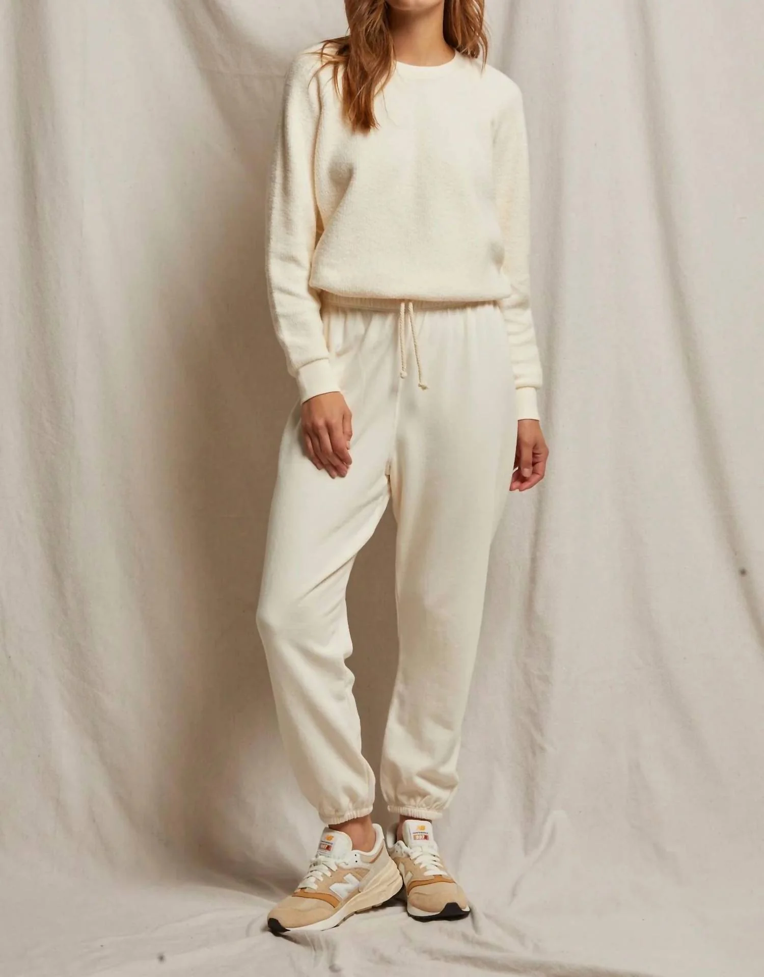 Johnny French Terry Sweatpants In Bright Ivory