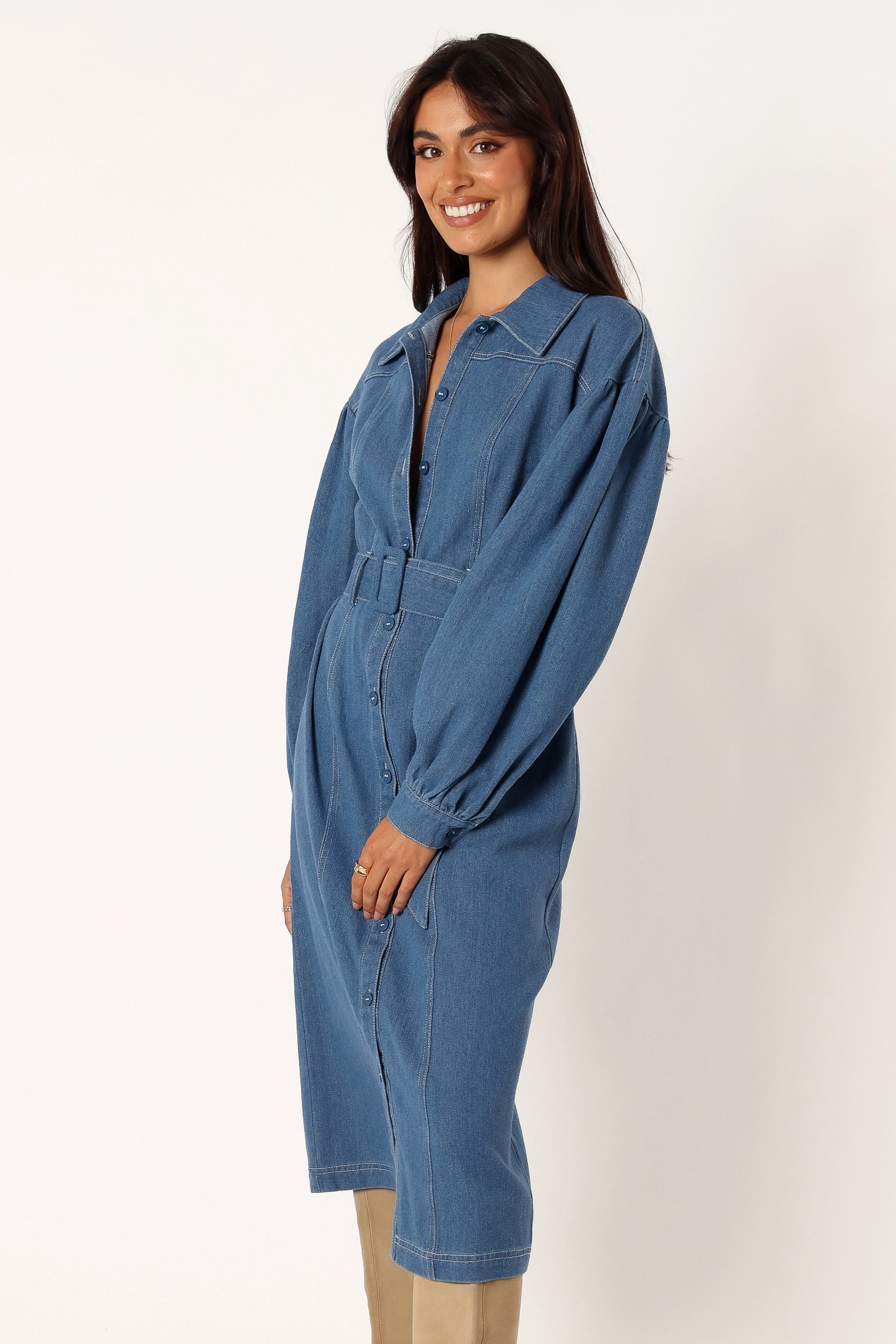 Kocoa Long Sleeve Midi Dress - Denim