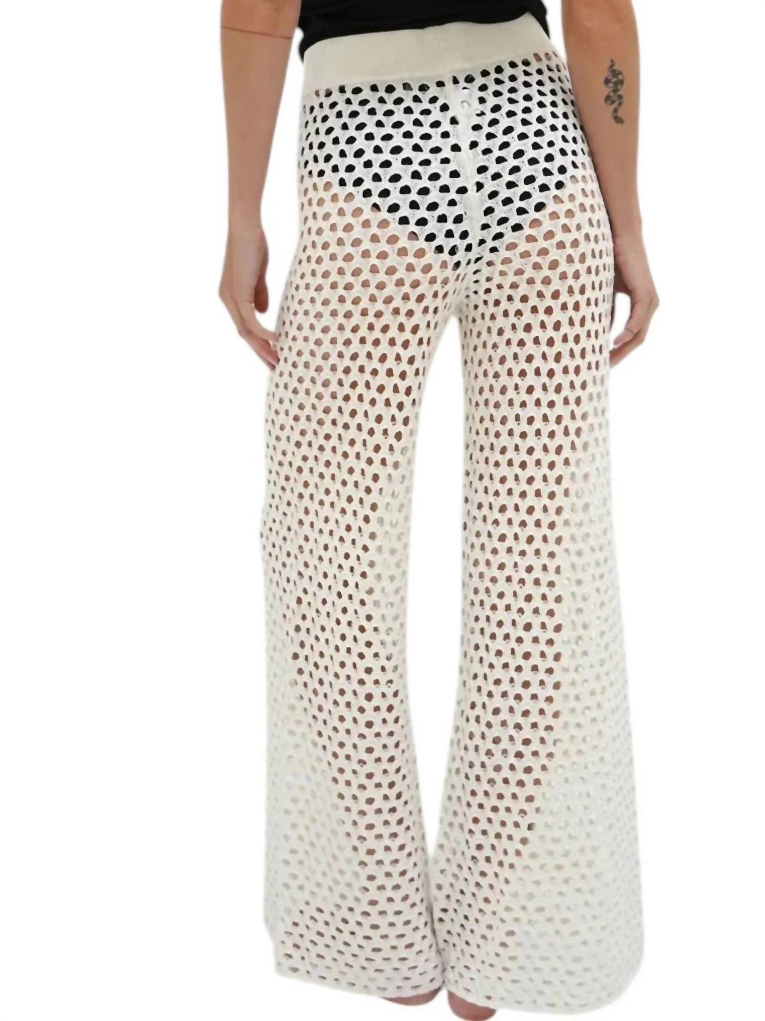 Kismet Open Knit Pants In Ivory