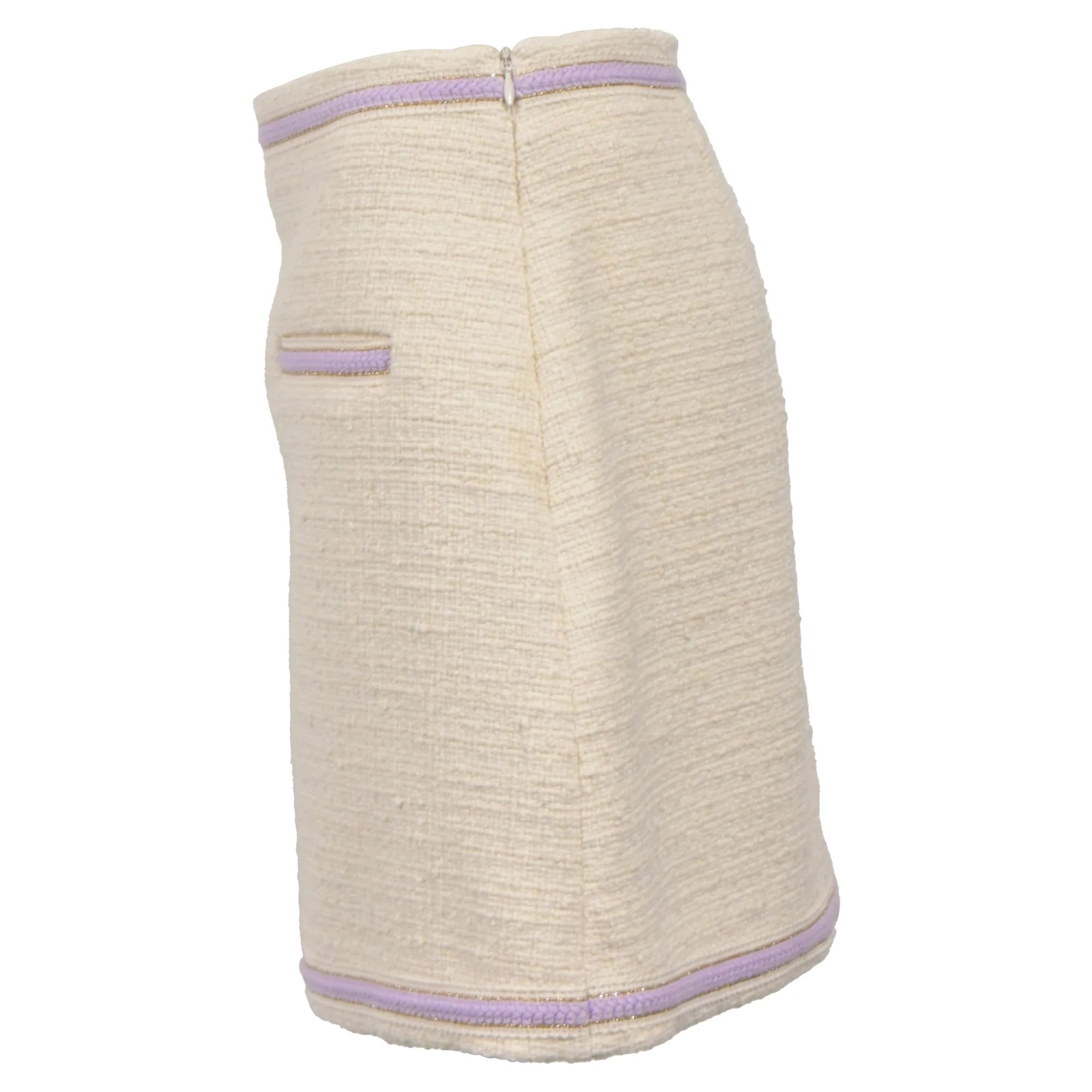 Maje Janessa Tweed Mini Skirt in White Cotton