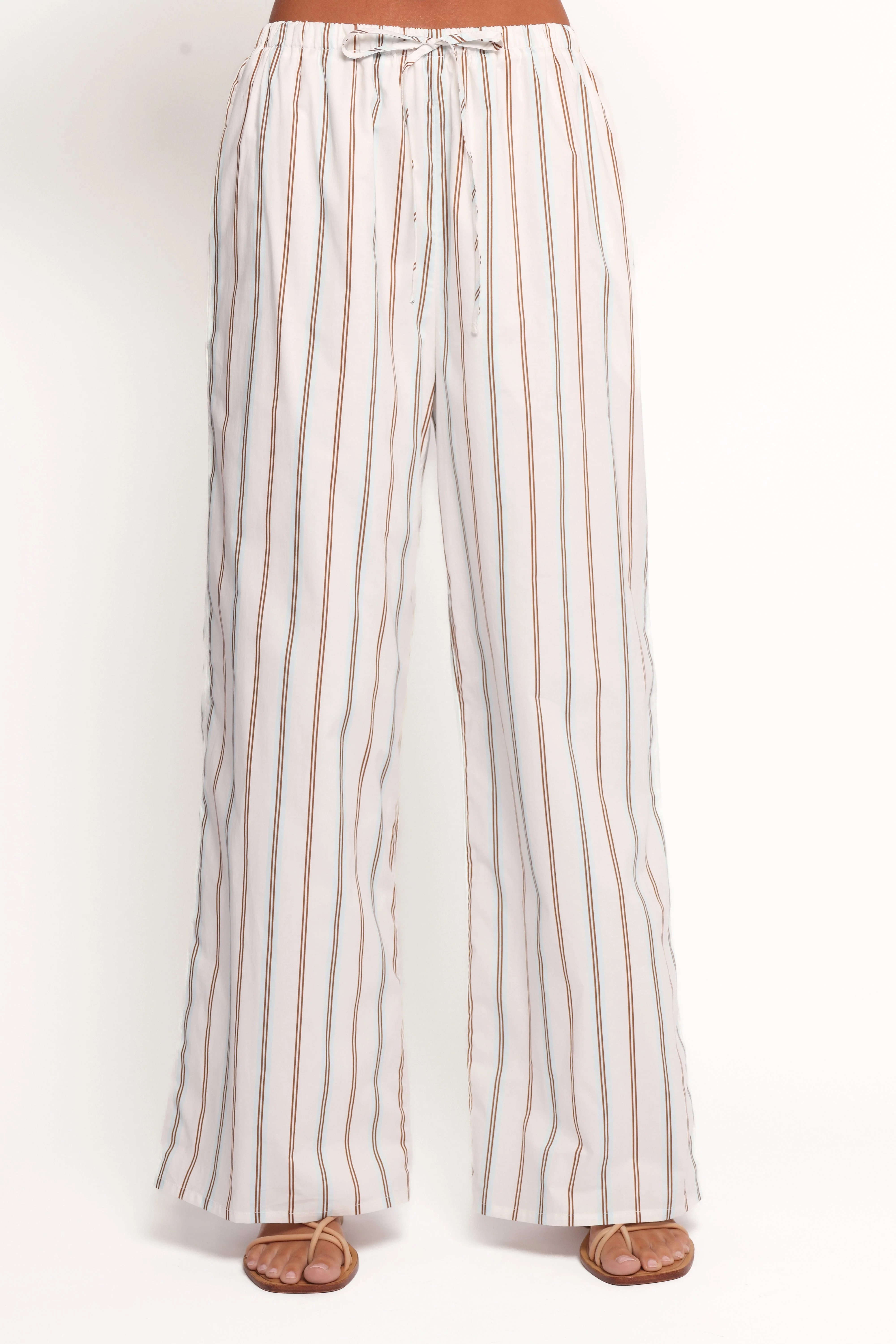Ember Cotton Pants - Blue Brown Stripe