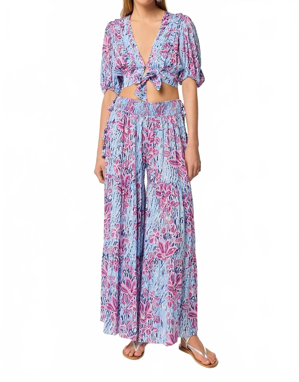 Soledad Pant In Blue Exotic Forest