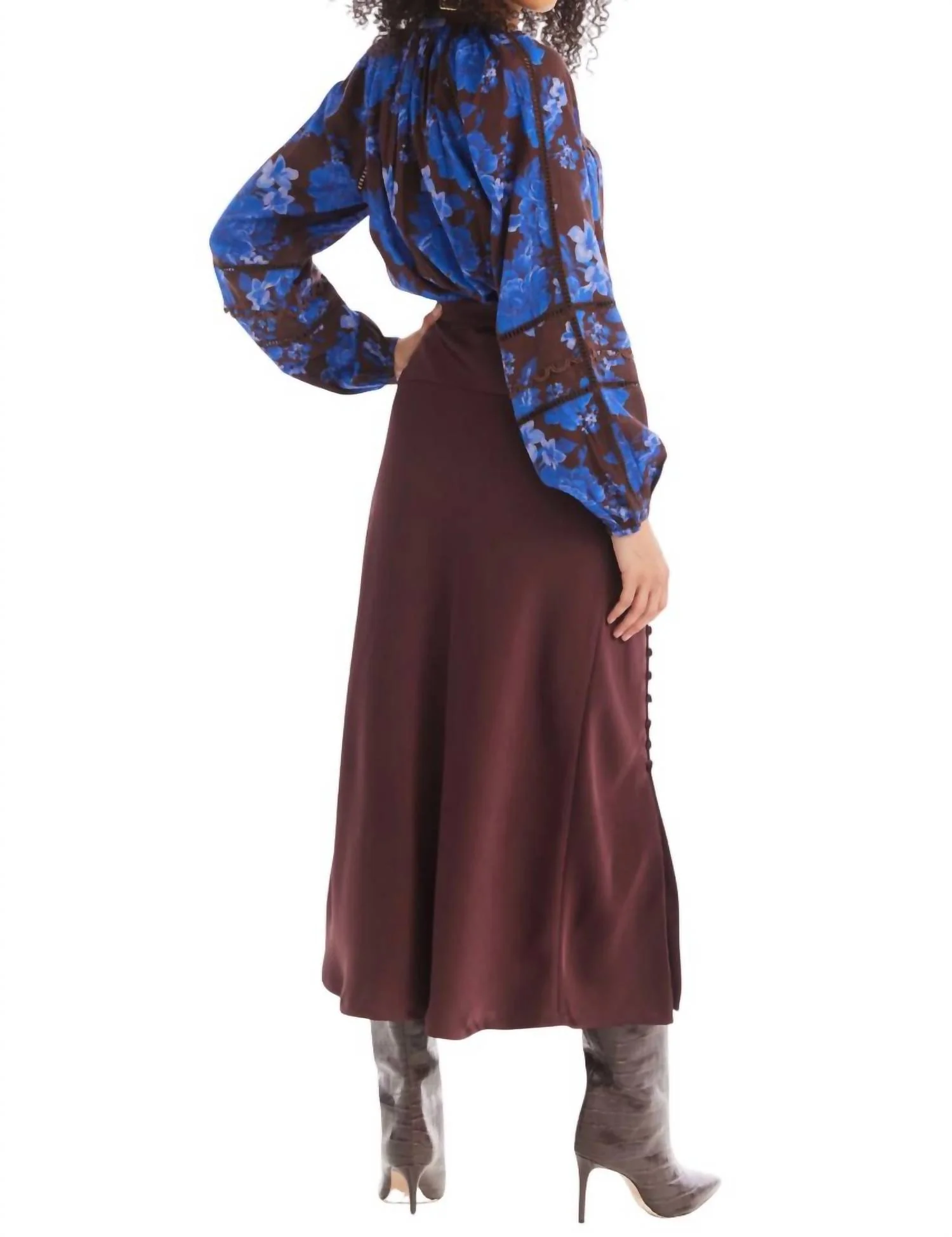 Satin Reese Skirt In Chocolate