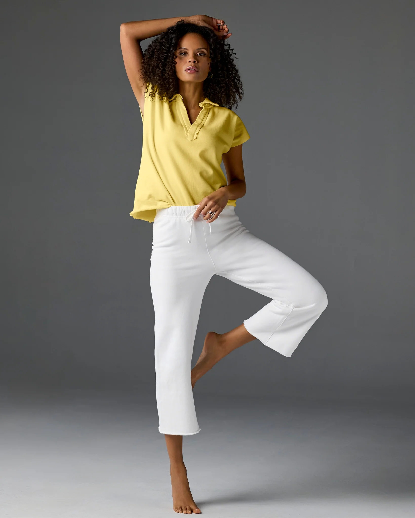 Cotton Comfort Wide Leg Lounge Pant White