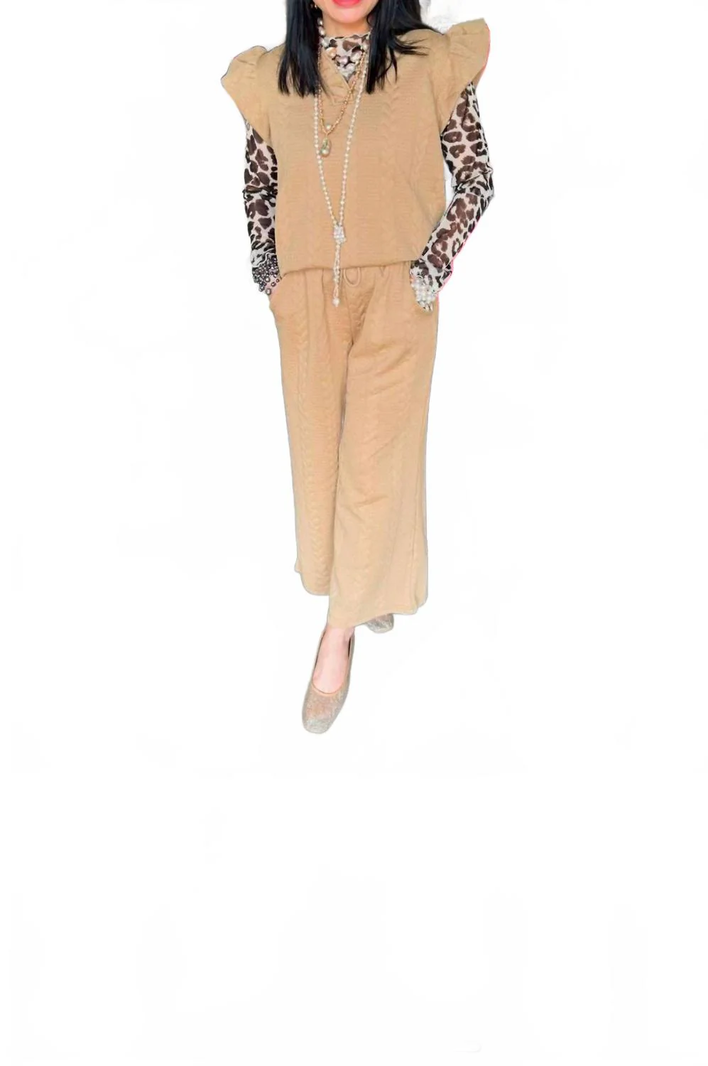 Women's Two Piece Set In Camel