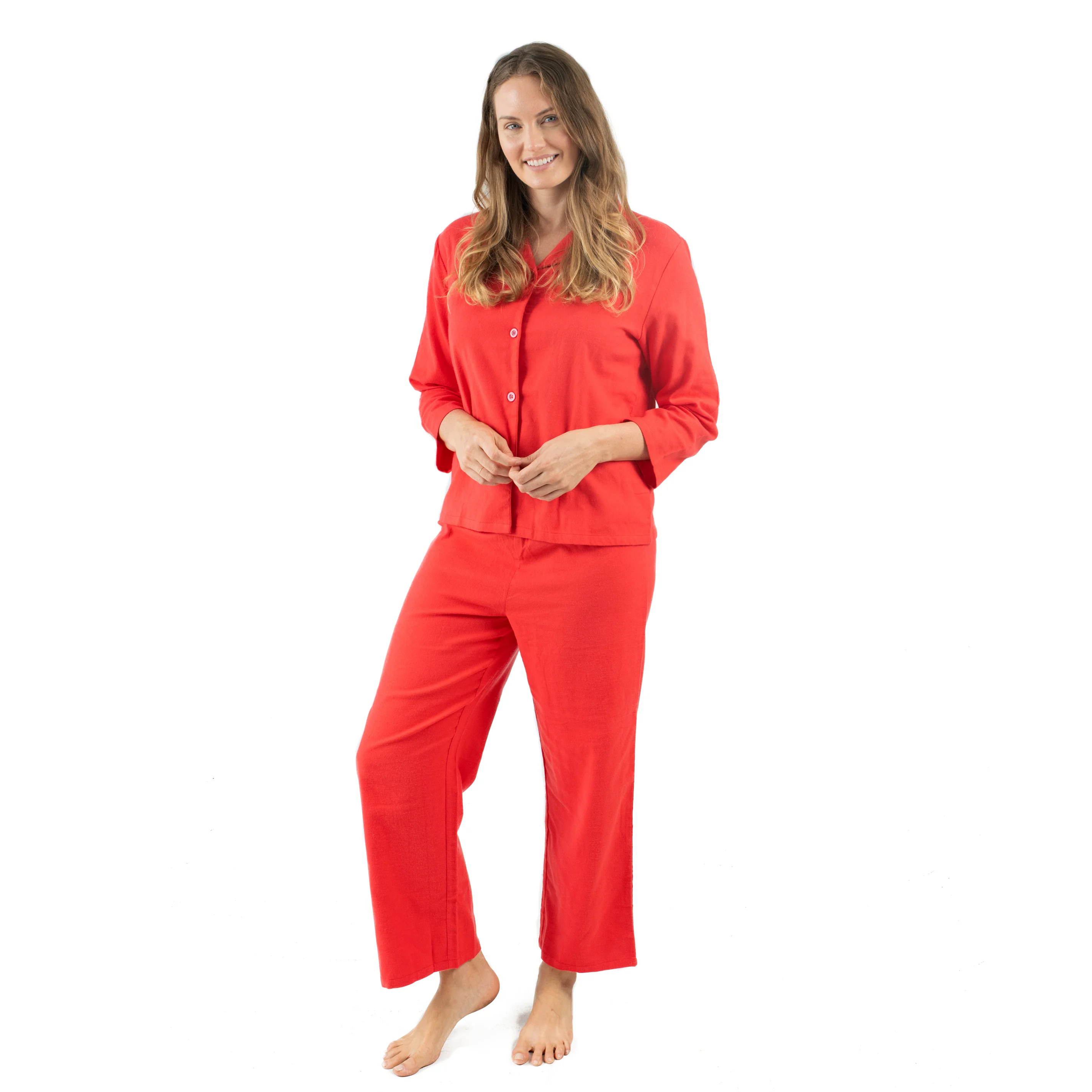 Womens Two Piece Flannel Pajamas