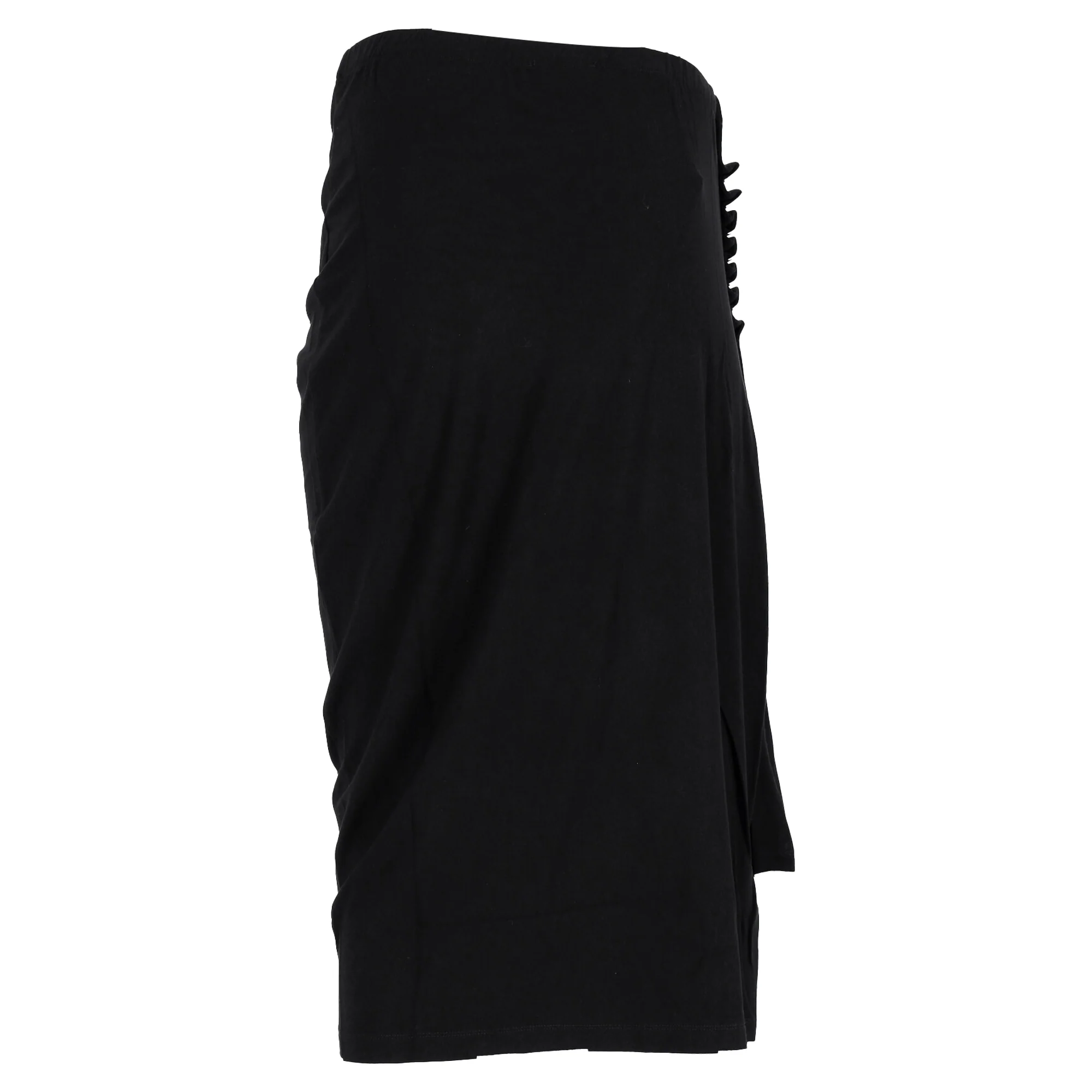 Black drapé pression mid-length slit skirt