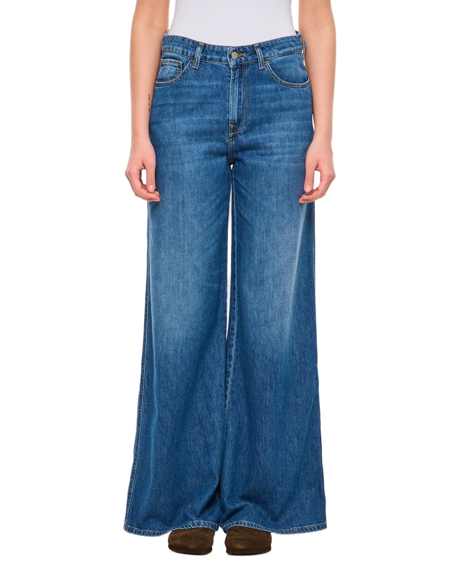 Wide-Leg 5-Pocket Denim Jeans