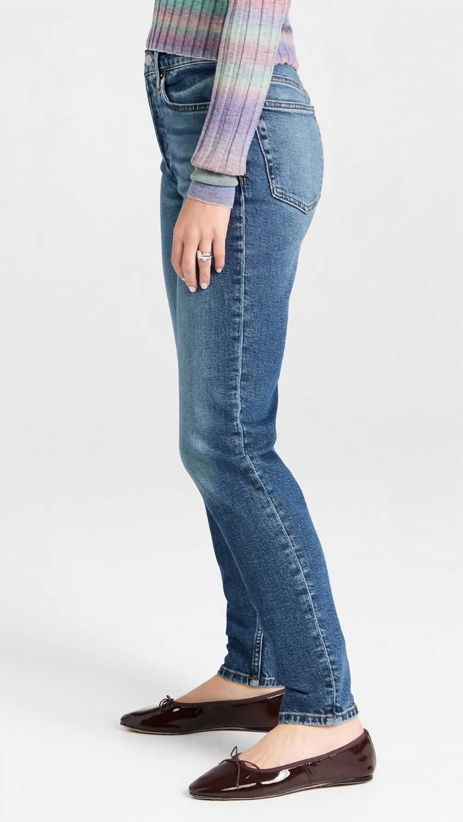 High Rise Skinny Jeans In Azzurro