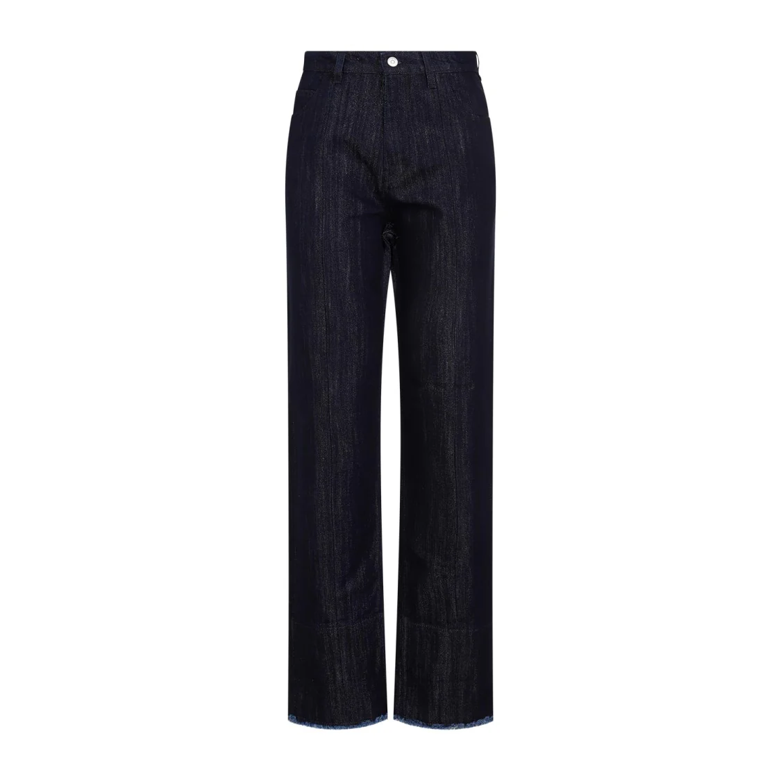 Blue Indigo Cotton Cropped High Waist Tapered Jeans