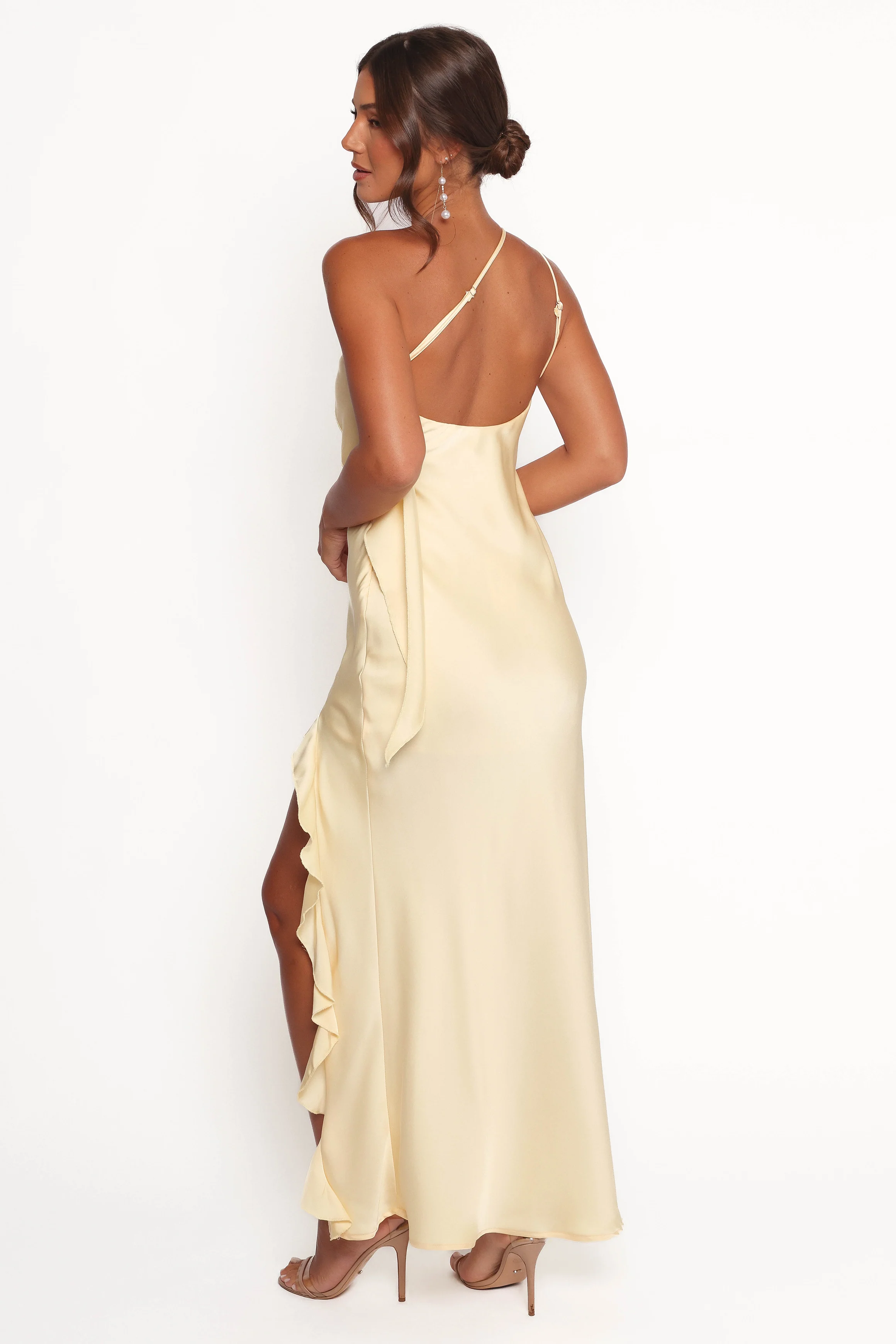 Aila Rosette One Shoulder Dress - Butter Yellow