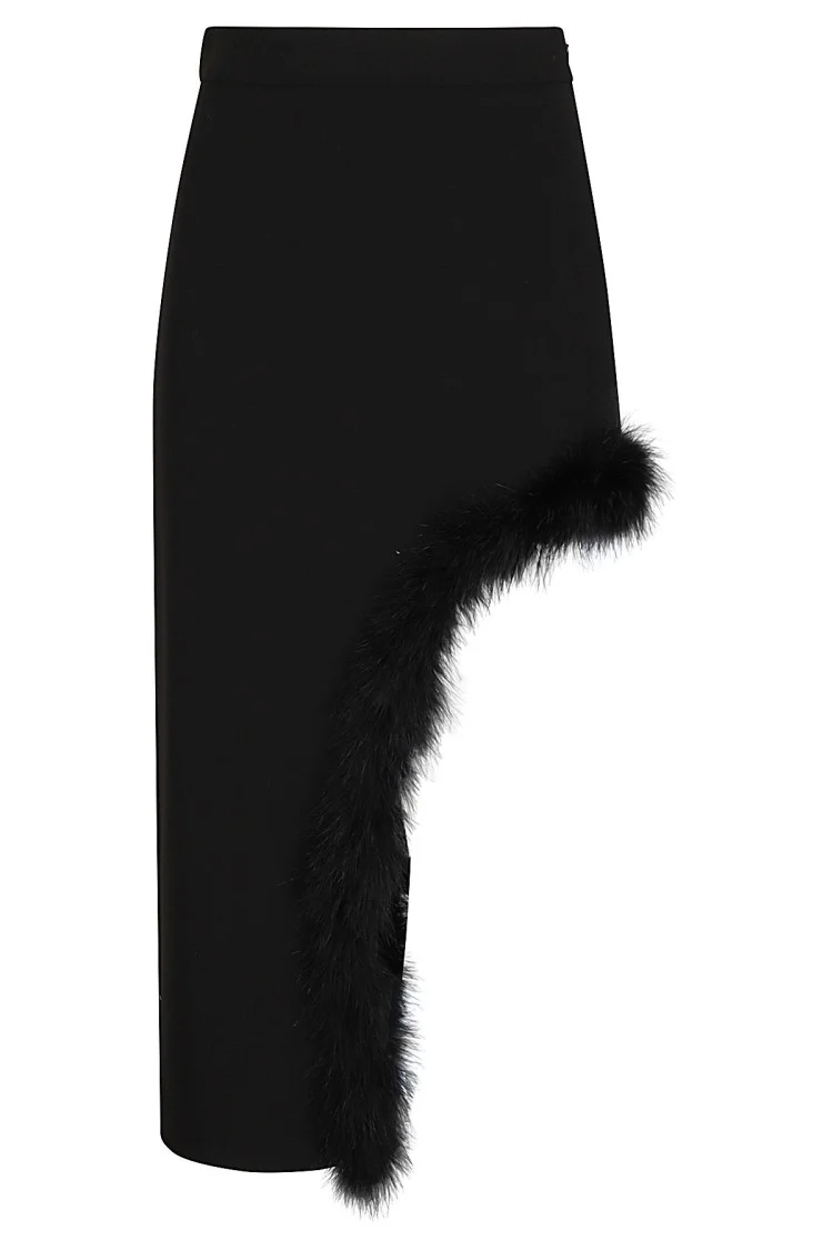 High-Waisted Asymmetrical Feathers Skirt