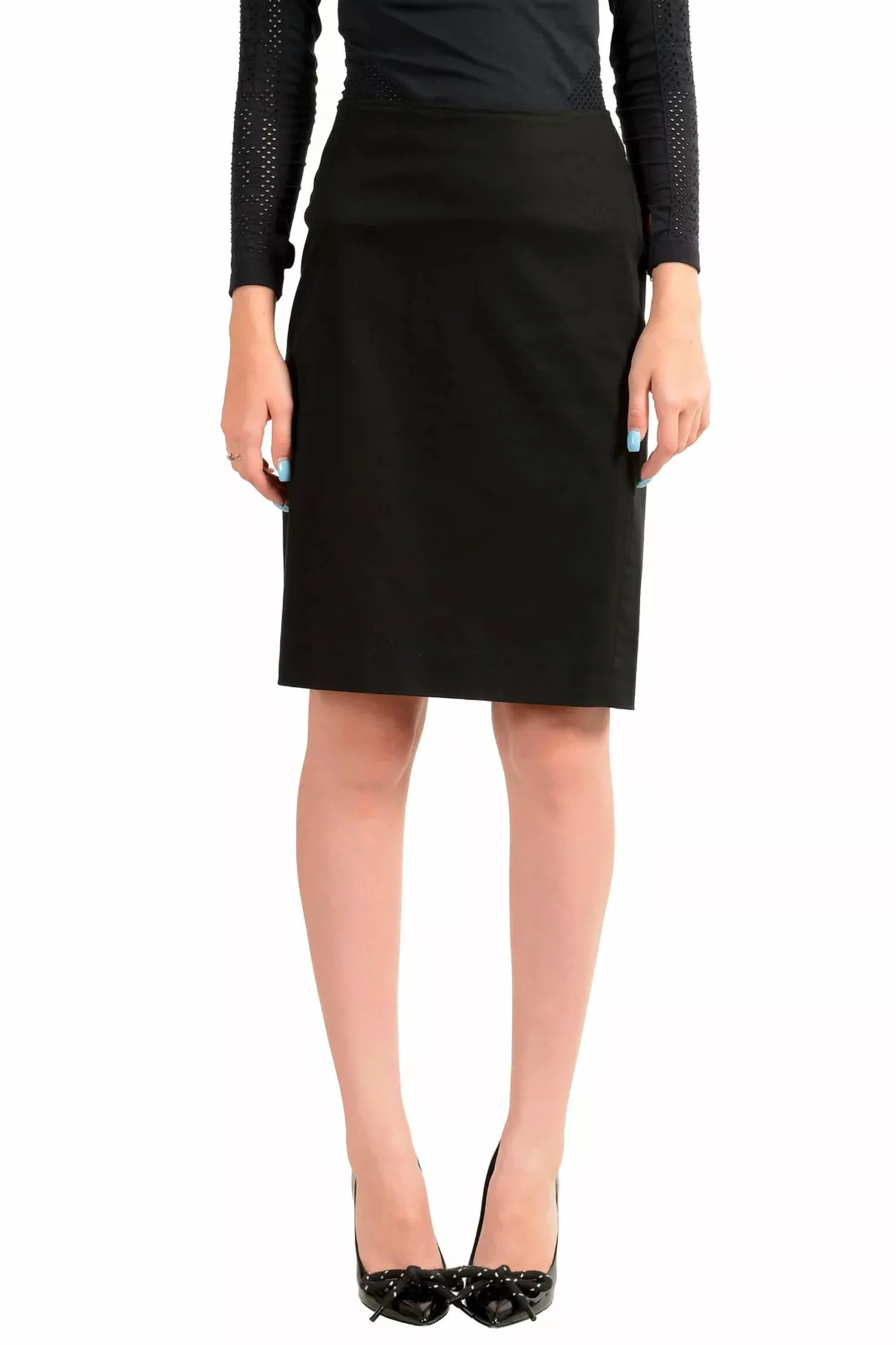 Elasticated Pencil Skirt In Black