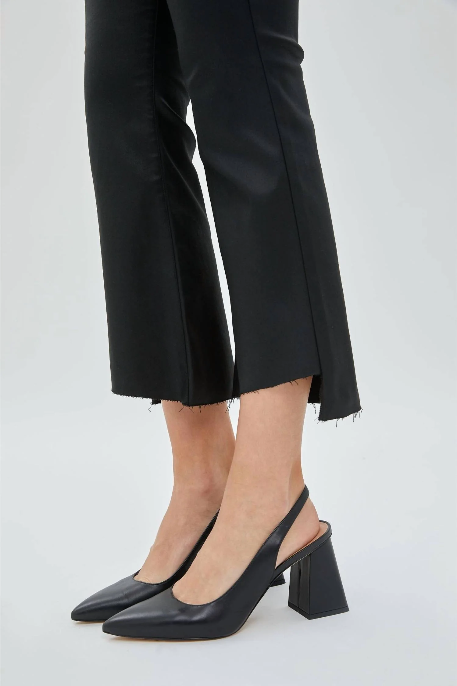 High Rise Coated Cropped Flare In Black