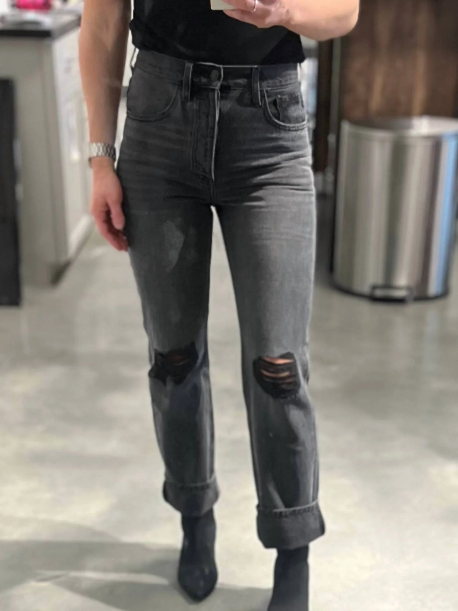 Ultra High Rise 90's Boyfriend Denim Jeans In Black