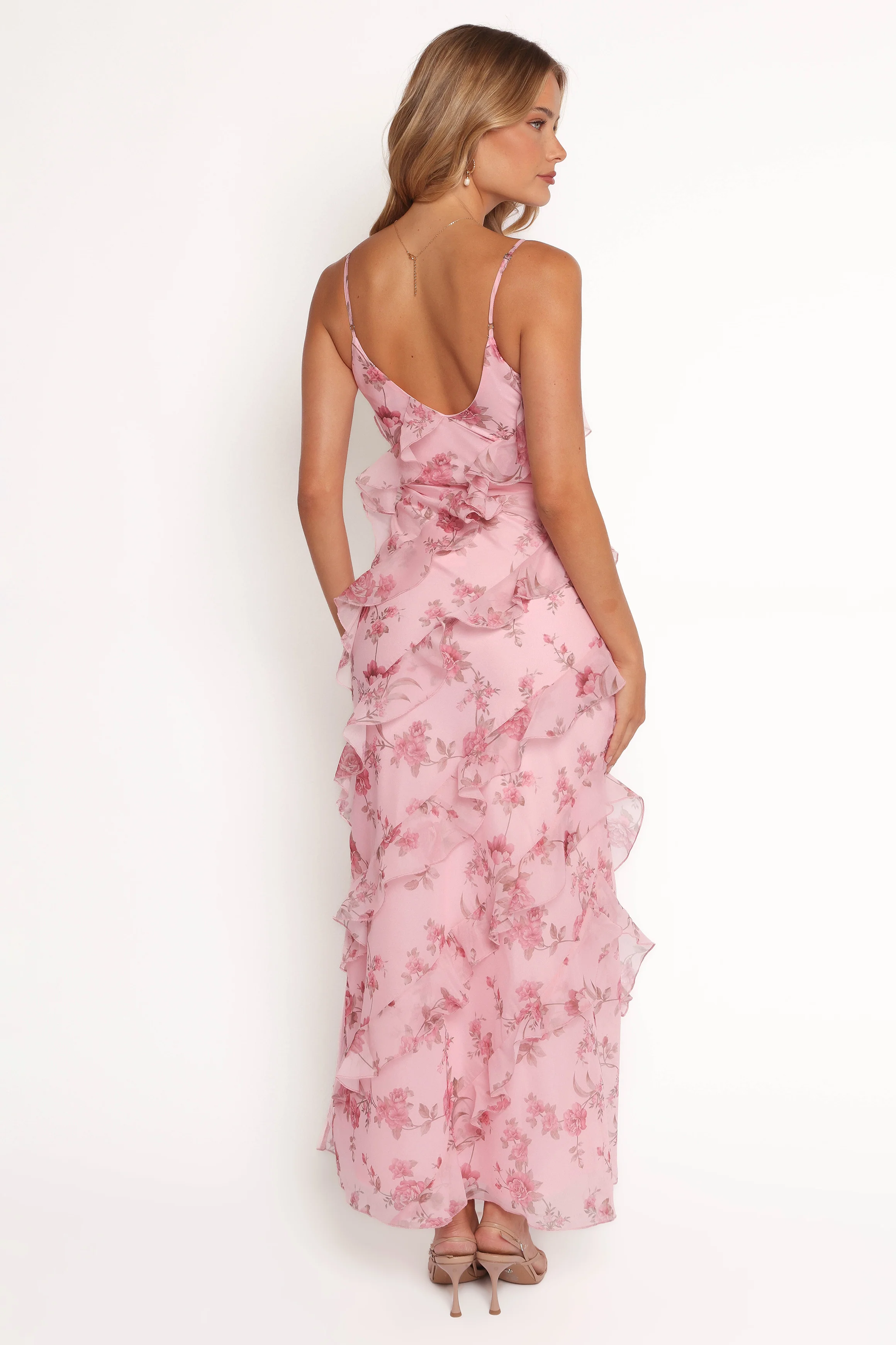 Ciao Ruffles Maxi Dress - Pink Floral